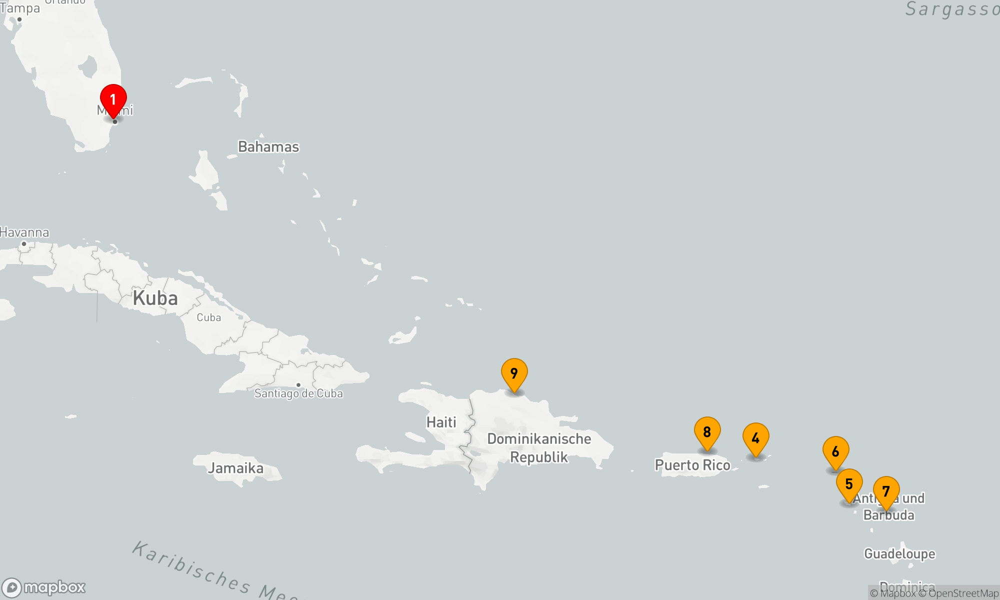 Route 10 Nächte - Karibische Traumreise ab Miami