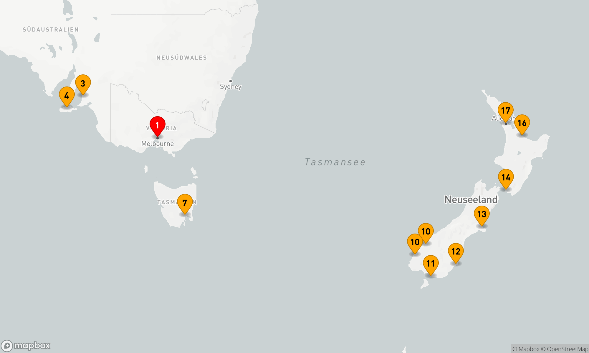 Route 16 Nächte - Von Melbourne nach Inselperlen und Fjorde