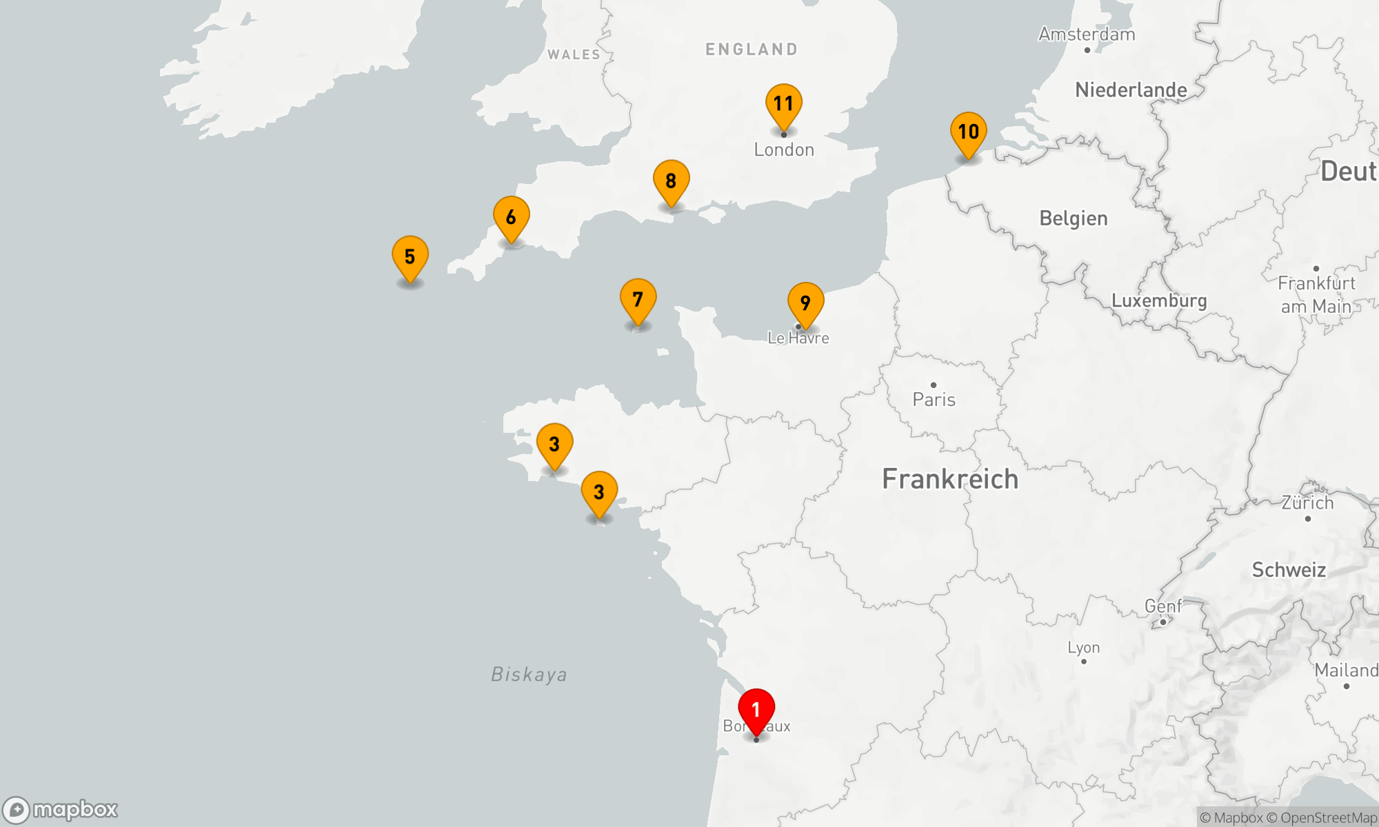 Route 11 Nächte - Die Wunder Europas: Bordeaux nach London