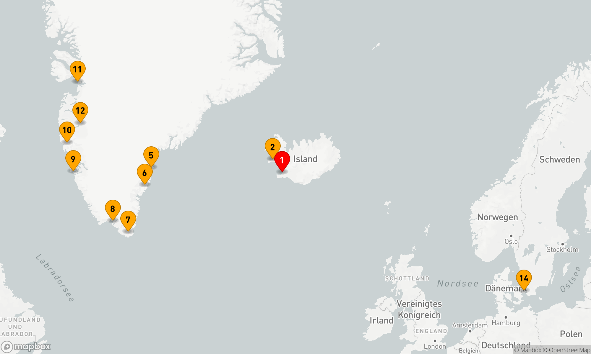 Route 13 Nächte - Von Island nach Grönland und zu den Gletschern der Diskobucht