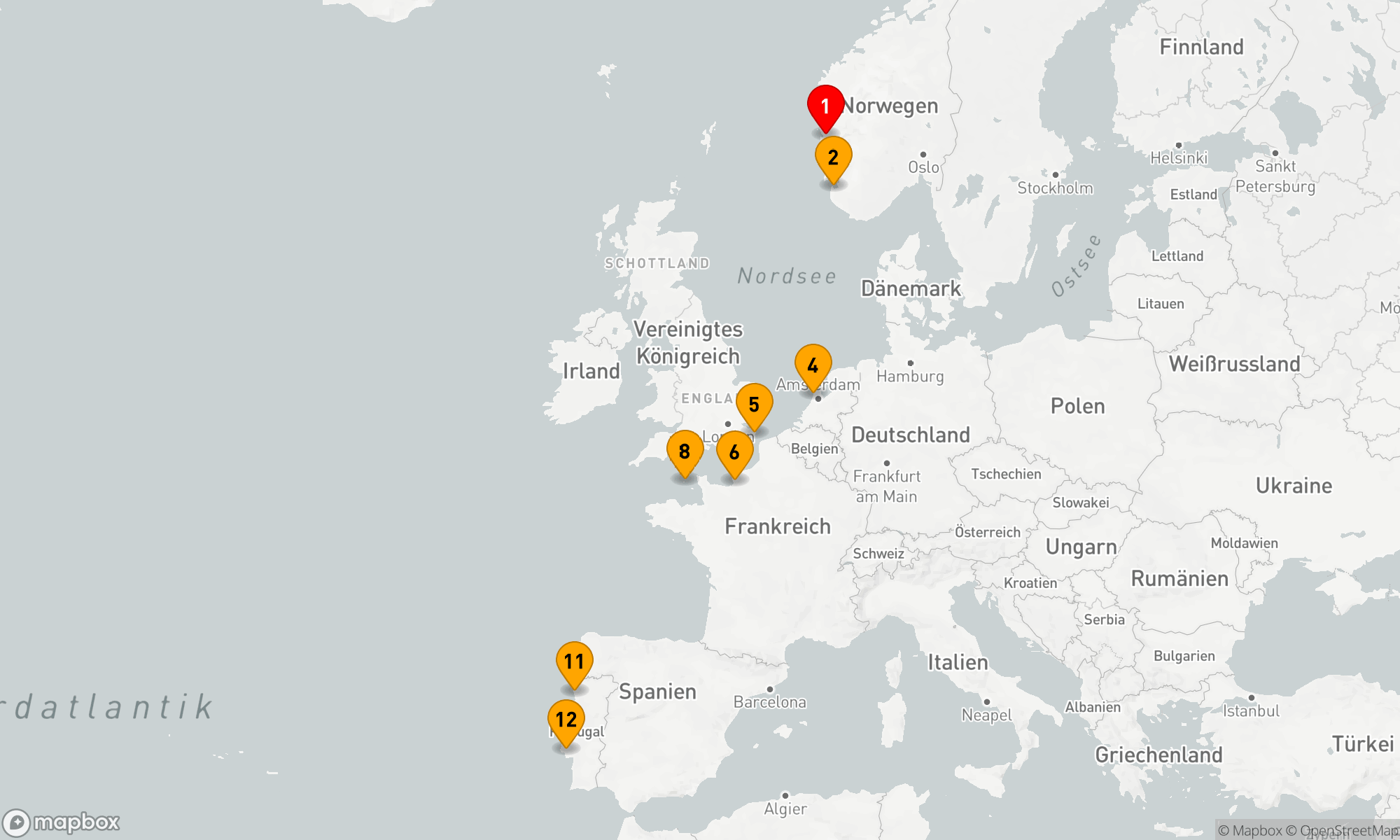 Route 11 Nächte - Von Norwegen nach Portugal: Geschichte und Traditionen in Europa