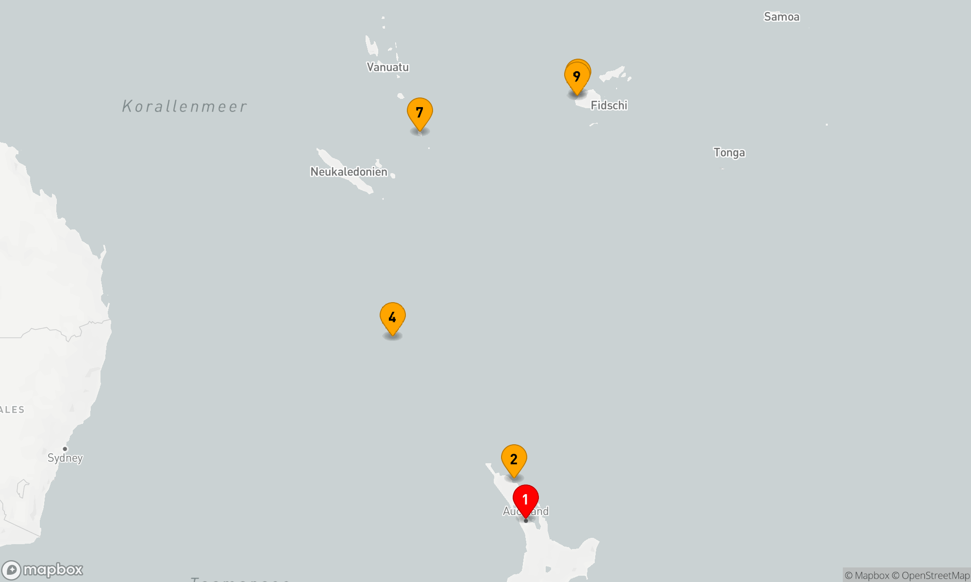 Route 10 Nächte - Entdeckung des Südpazifiks: Norfolk,  Neukaledonien & Fidschi