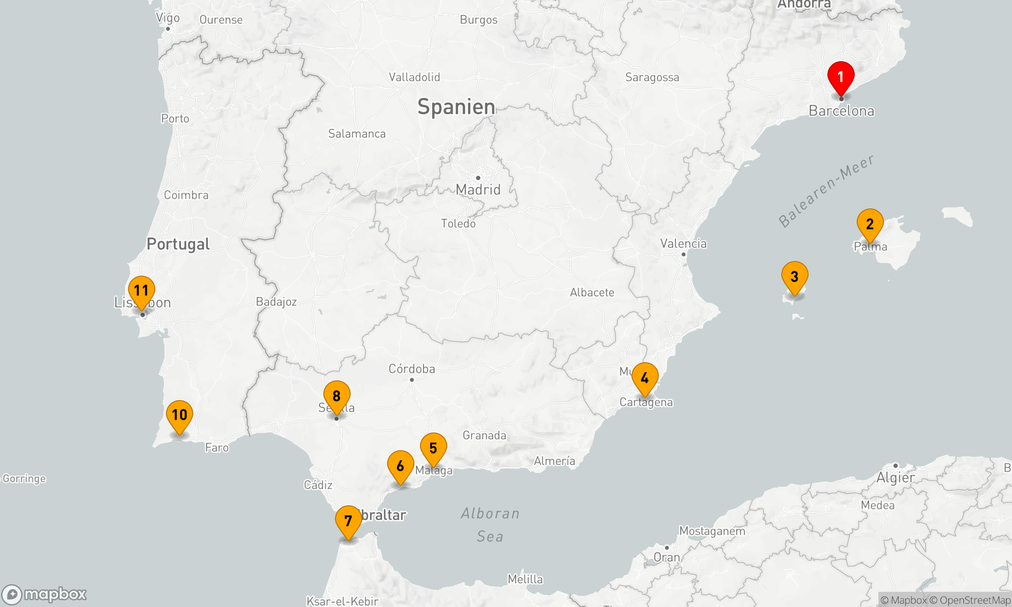 Route 10 Nächte - Juwelen von Spanien,  Marokko und Portugal
