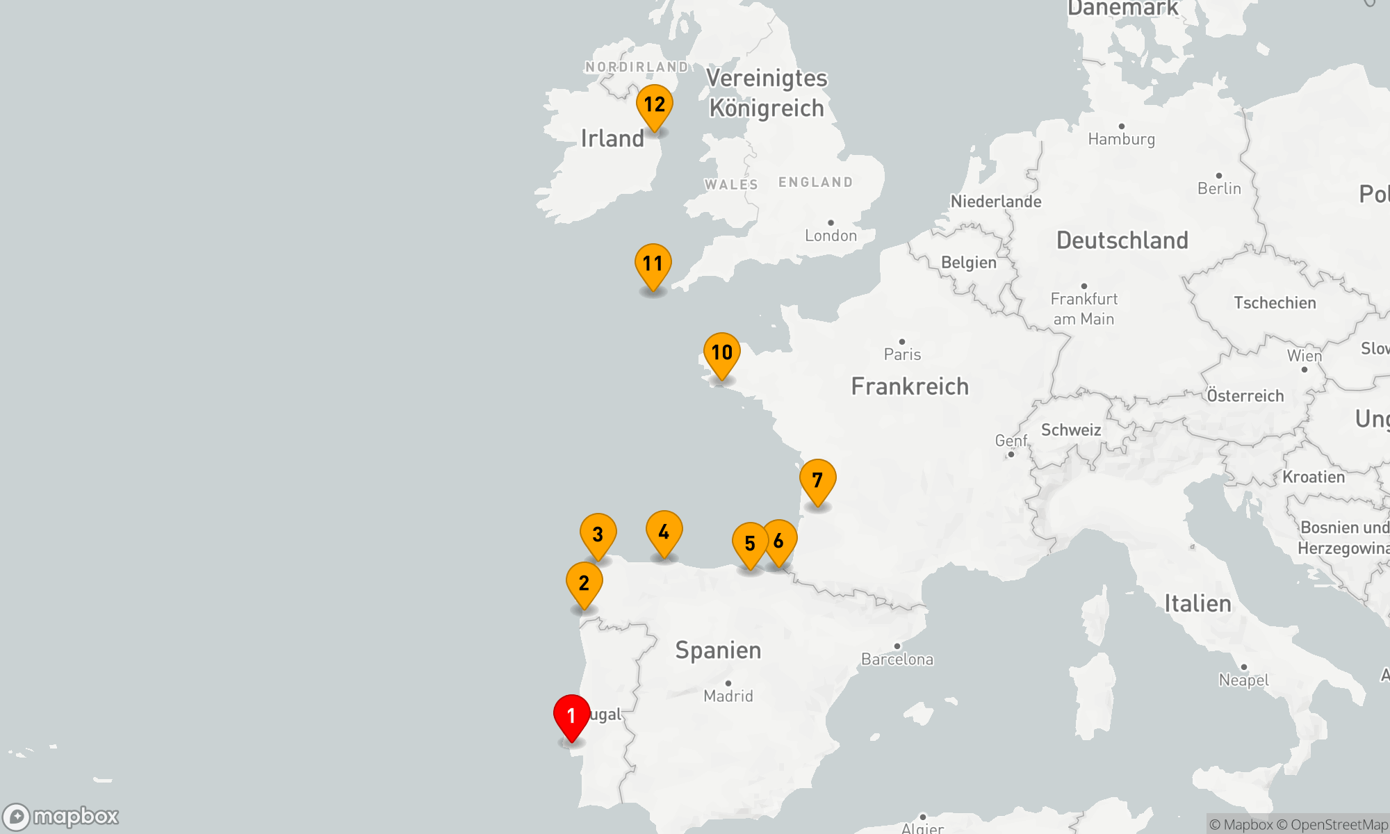 Route 11 Nächte - Von Portugal nach Irland: Geschichte und Traditionen in Europa