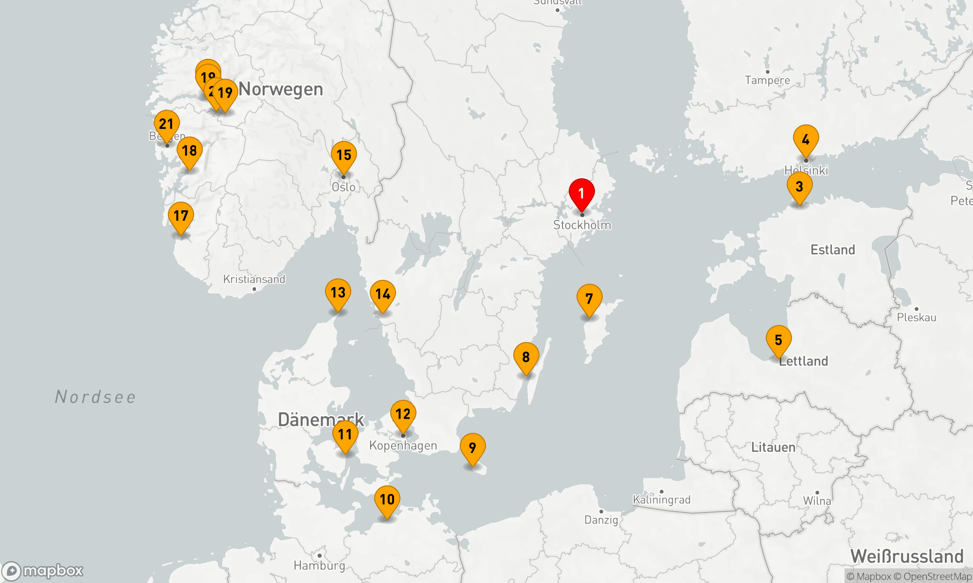 Route 21 Nächte - Ultimative baltische und nordische Wunderwerke: Stockholm,  Kopenhagen & Norwegische Fjorde