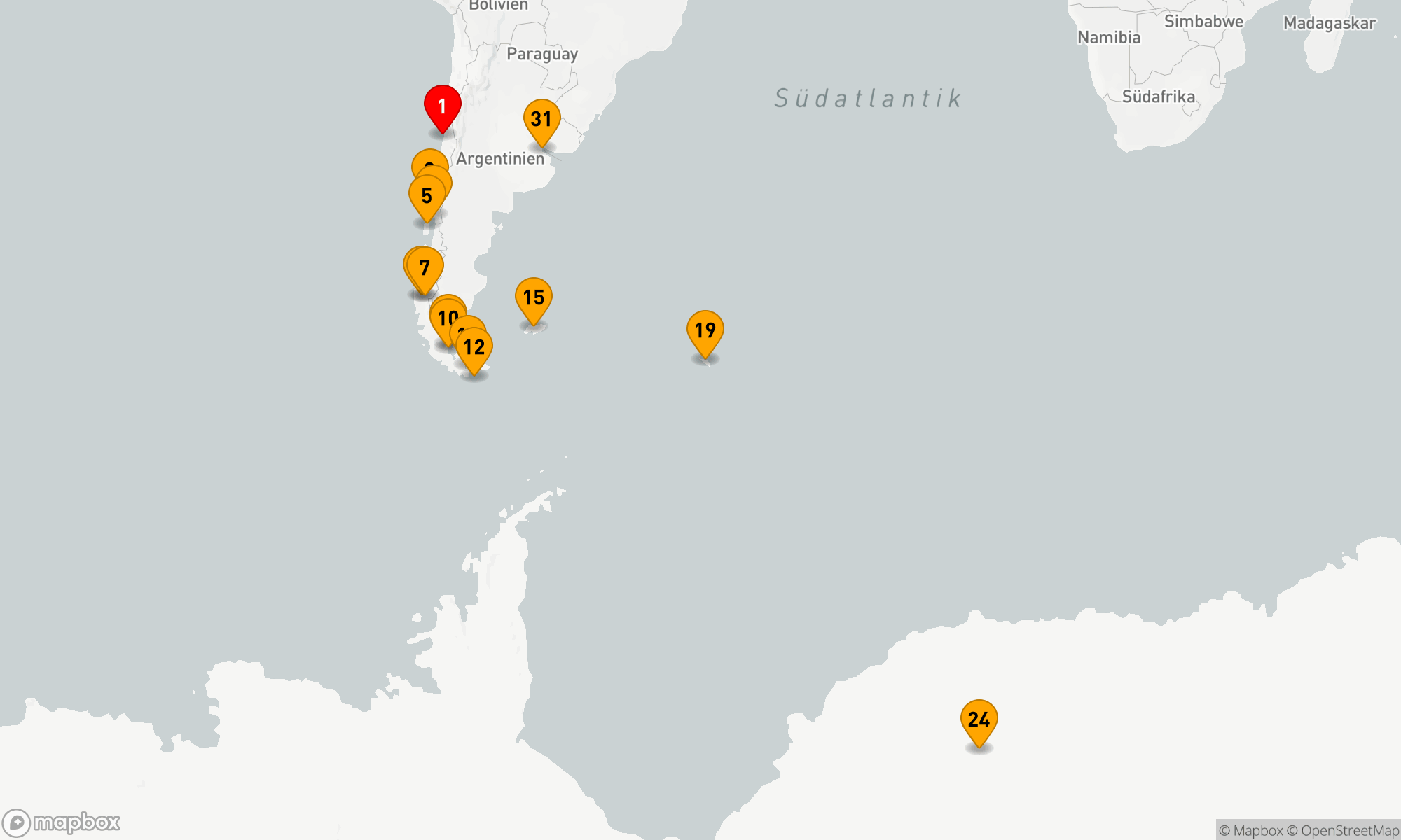 Route 30 Nächte - Ultimative Entdeckungsreise durch chilenische Fjorde,  Gletscher und die antarktische Tierwelt
