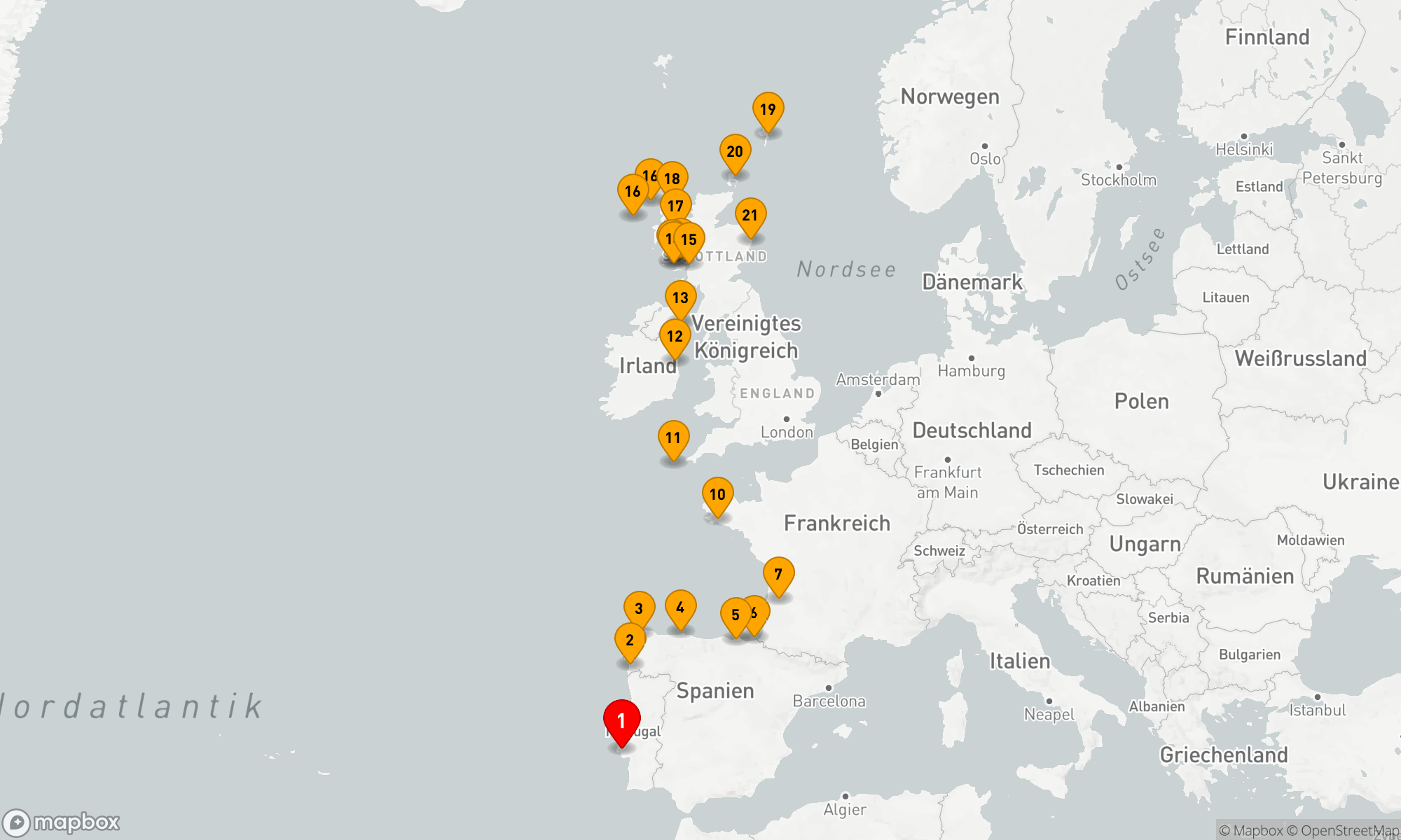 Route 22 Nächte - Ultimatives europäisches Erbe: Von Portugal nach Schottland