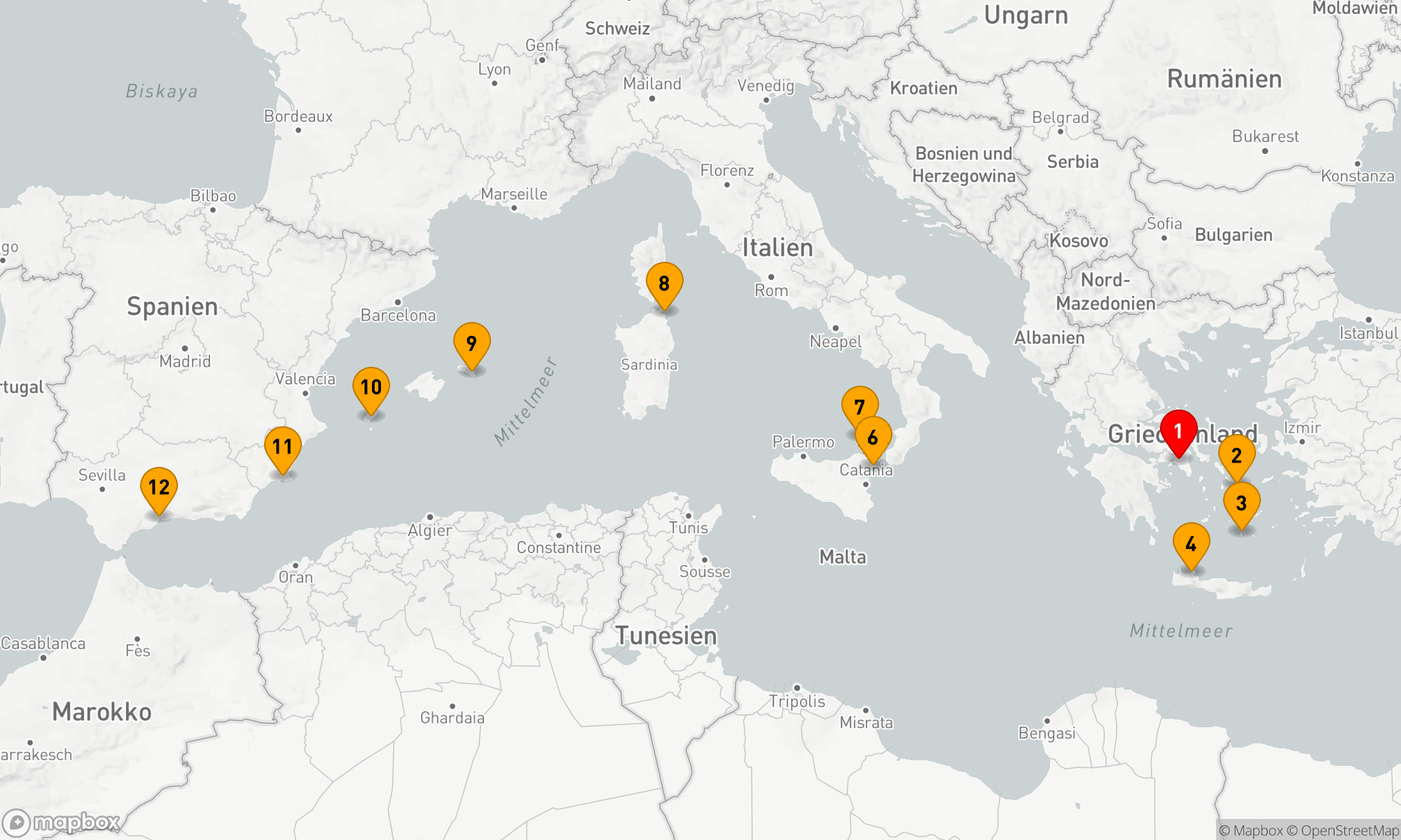 Route 11 Nächte - Inseln im Mittelmeer