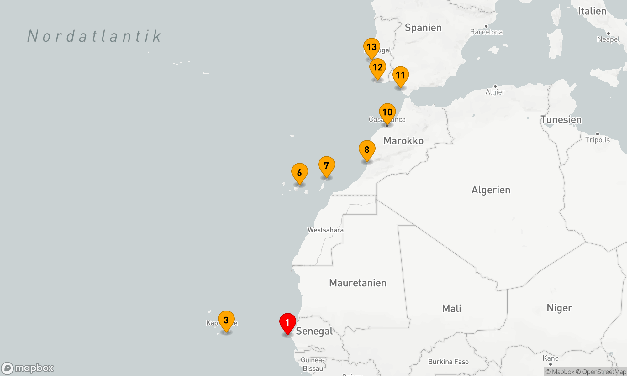 Route 12 Nächte - Von Afrikas Küsten zum Atlantischen Paradies
