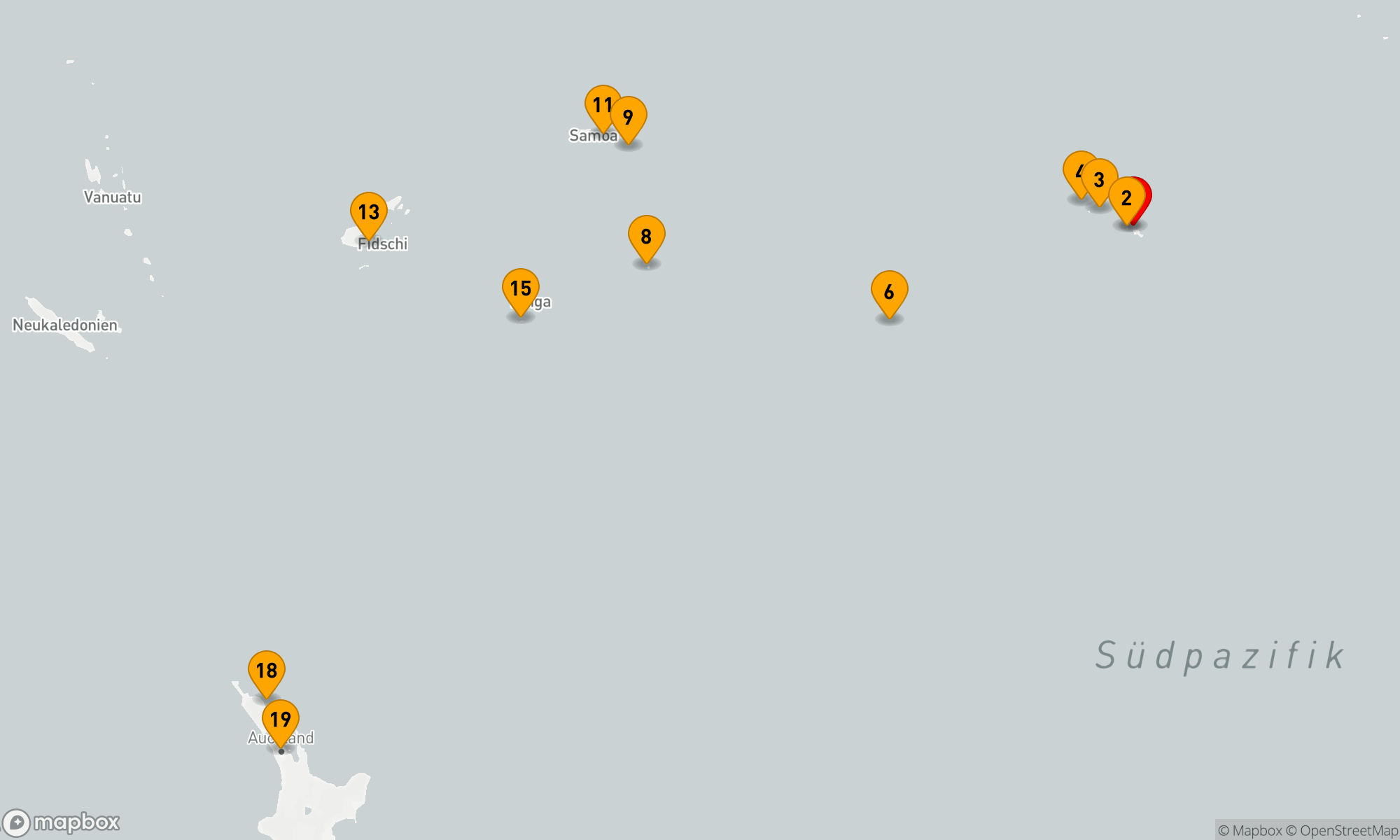 Route 18 Nächte - AZURE ATOLLS TO AUCKLAND