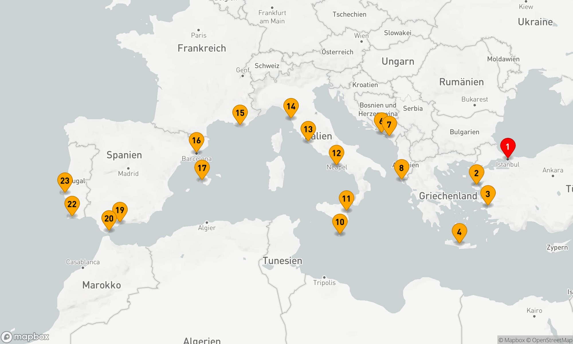 Route 22 Nächte - BYZANTINISCH,  BARCELONA & BELEM