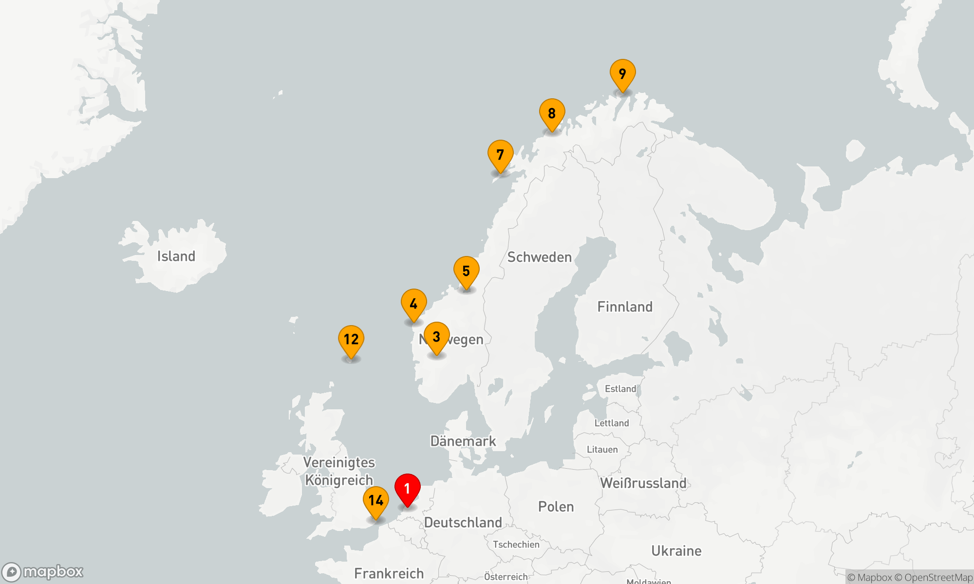 Route 14 Nächte - ARKTISCHE & NORDKAP-SONNENWENDE MIT HISTORY CHANNEL