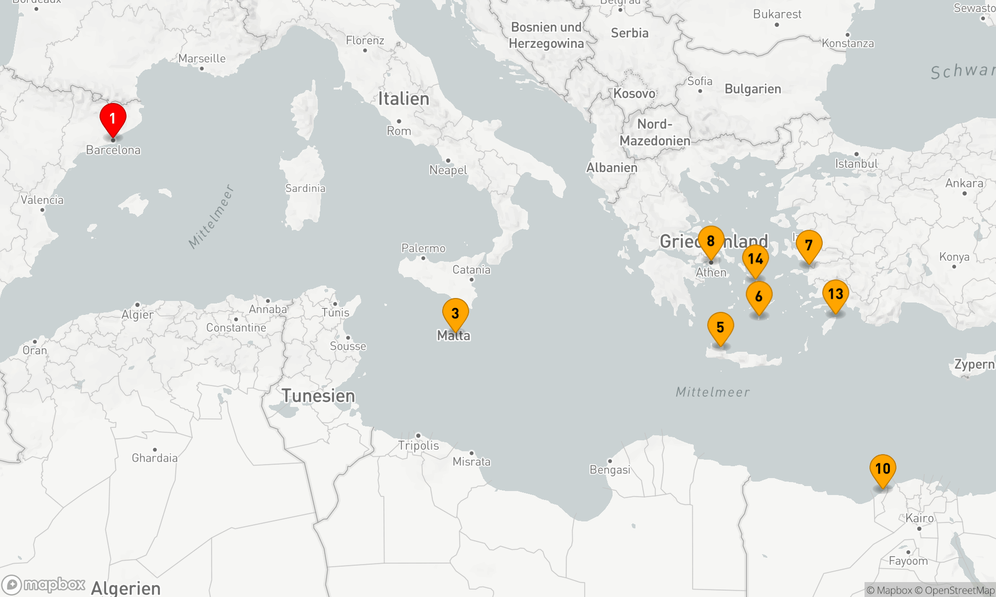 Route 14 Nächte - MALTA,  GRIECHISCHE INSELN & ÄGYPTEN SAMMLERREISE