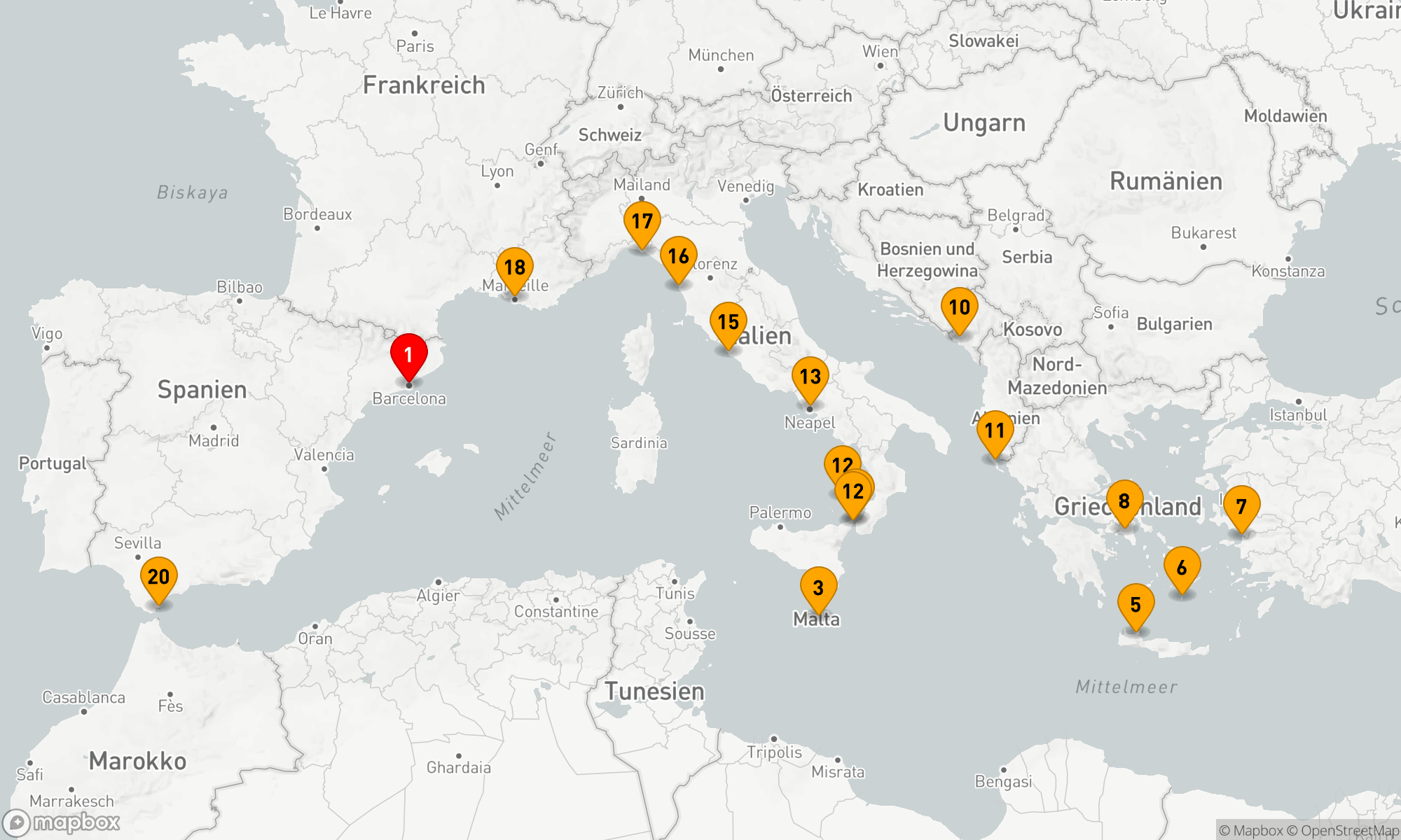 Route 21 Nächte - ULTIMATIVE MITTELMEER-SAMMELREISE DER WUNDER