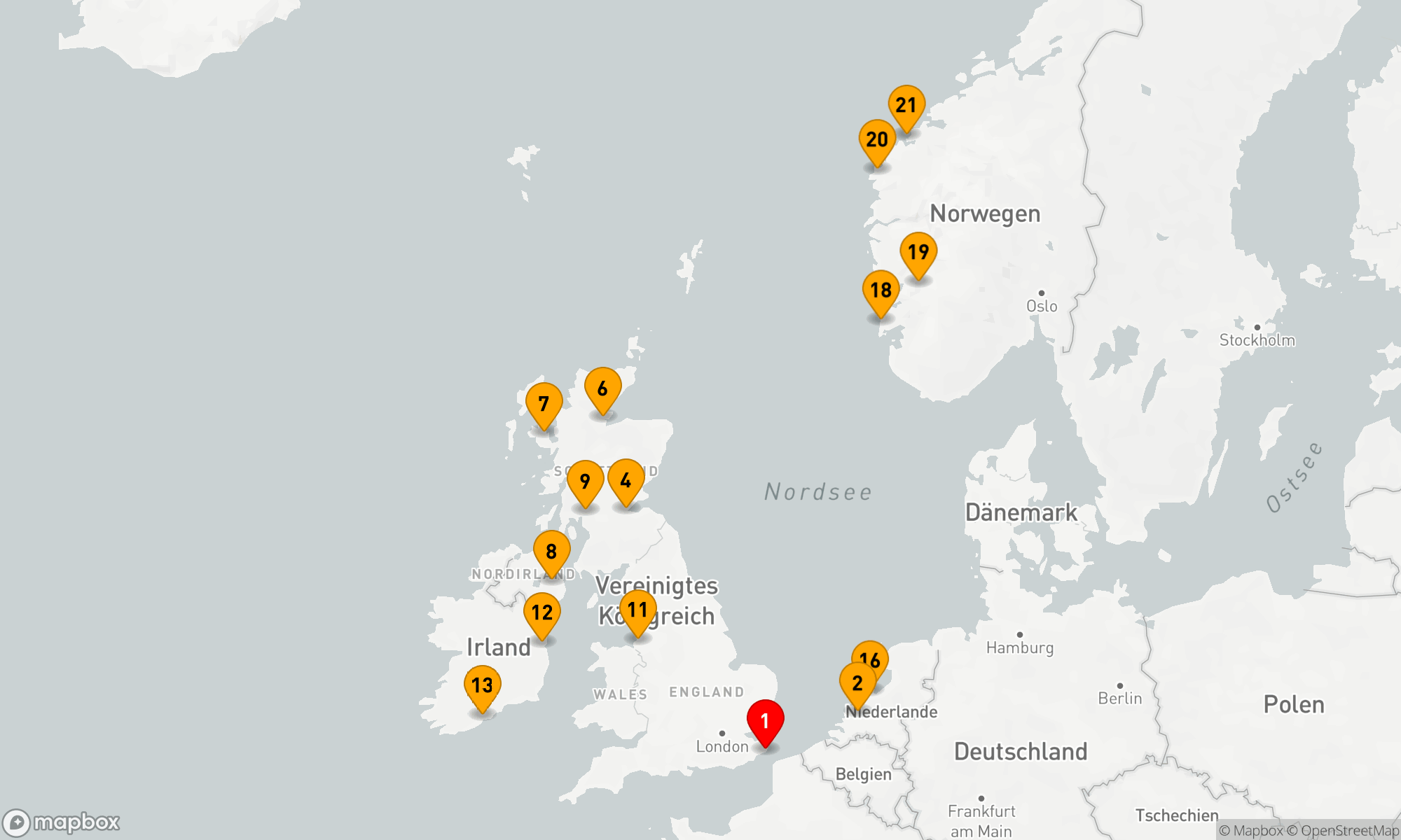 Route 22 Nächte - BRITISCHE INSELN & NORWEGISCHE FJORDE SAMMELREISE