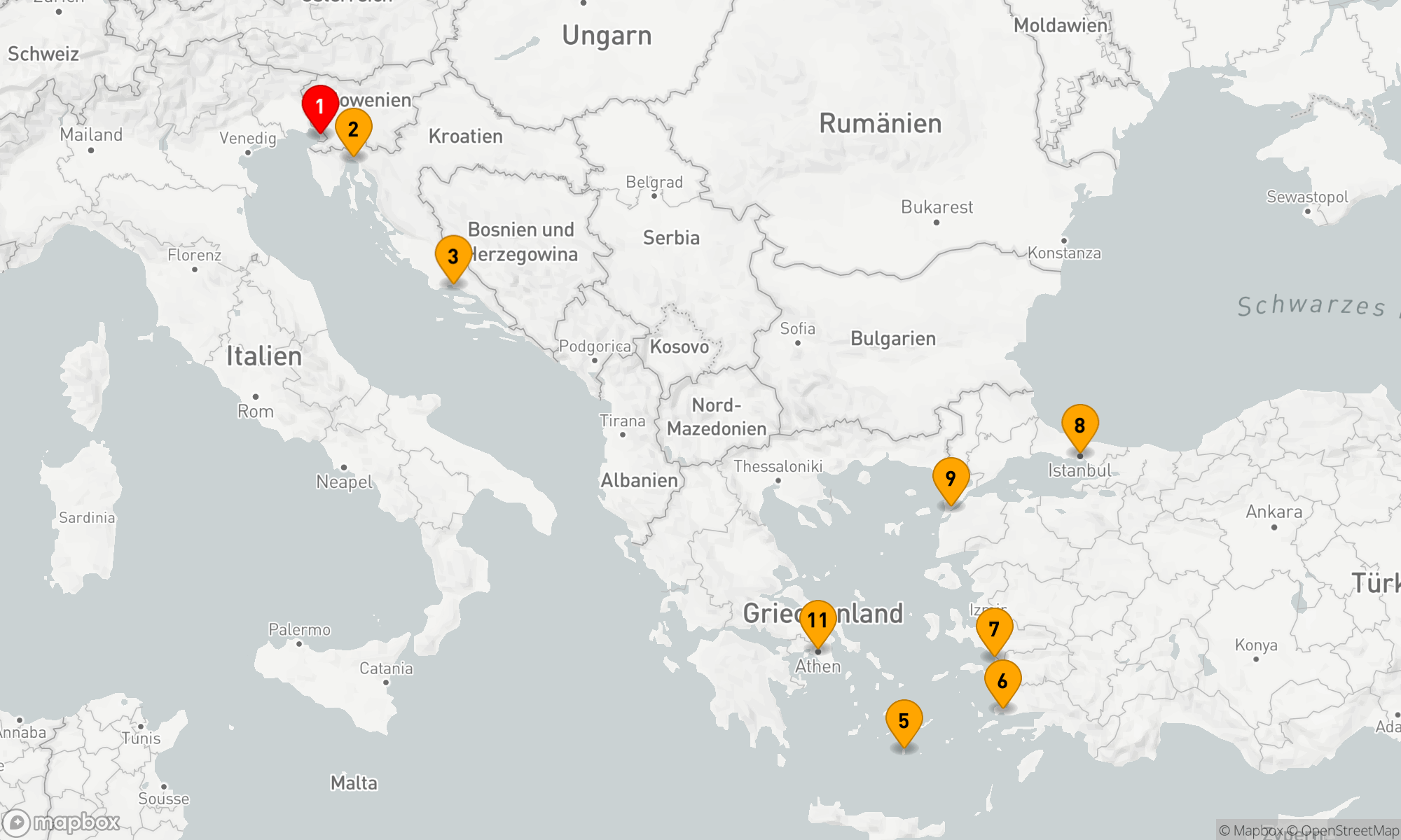 Route 10 Nächte - ADRIATISCHER REIZ: KROATIEN,  GRIECHISCHE INSELN & ISTANBUL