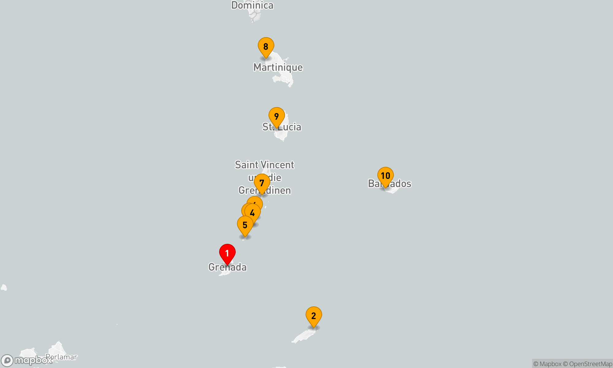 Route 11 Nächte - Grenada nach Grenada