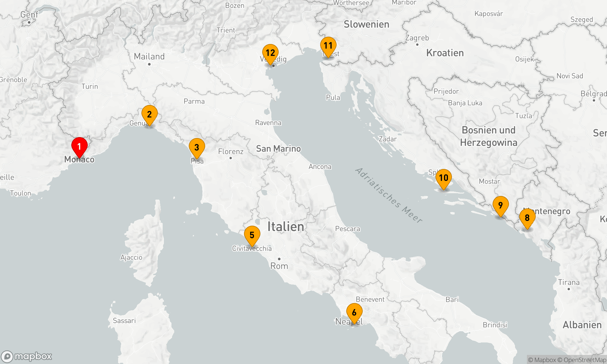 Route 11 Nächte - BEST OF THE MEDITERRANEAN CRUISE: PORTOFINO,  FLORENZ & KOTOR