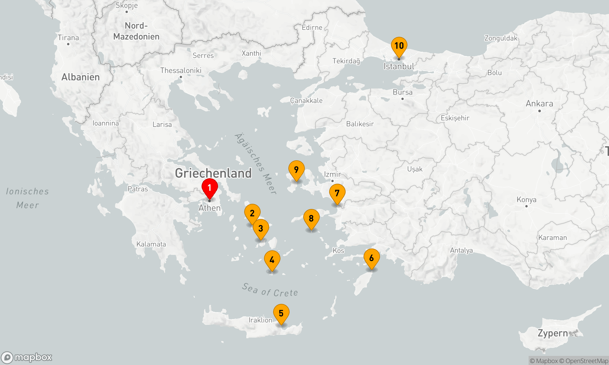 Route 10 Nächte - GRIECHENLAND INTENSIV-KREUZFAHRT: SYROS,  PAROS & PATMOS