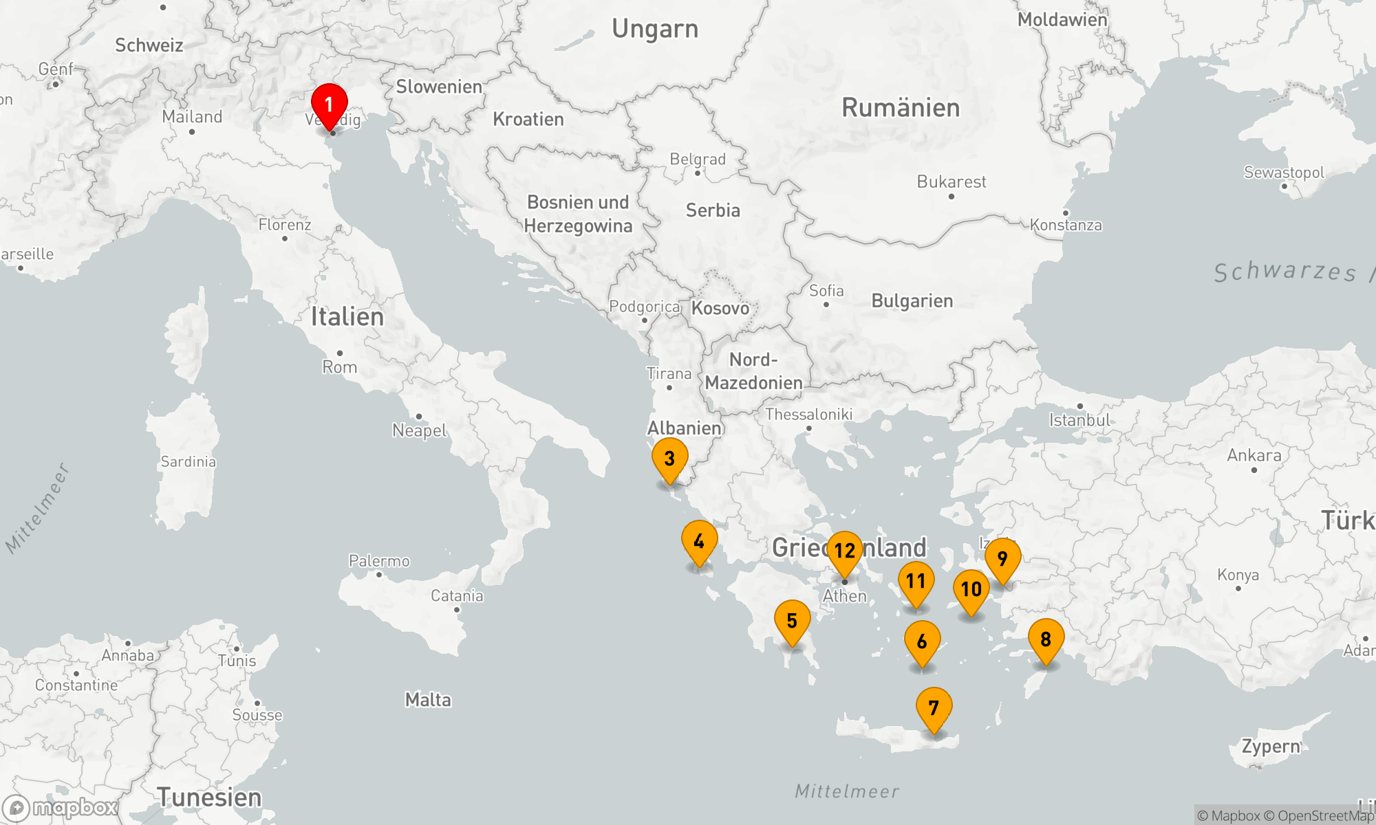 Route 11 Nächte - GRIECHENLAND INTENSIV KREUZFAHRT: KORFU,  SANTORINI & PATMOS