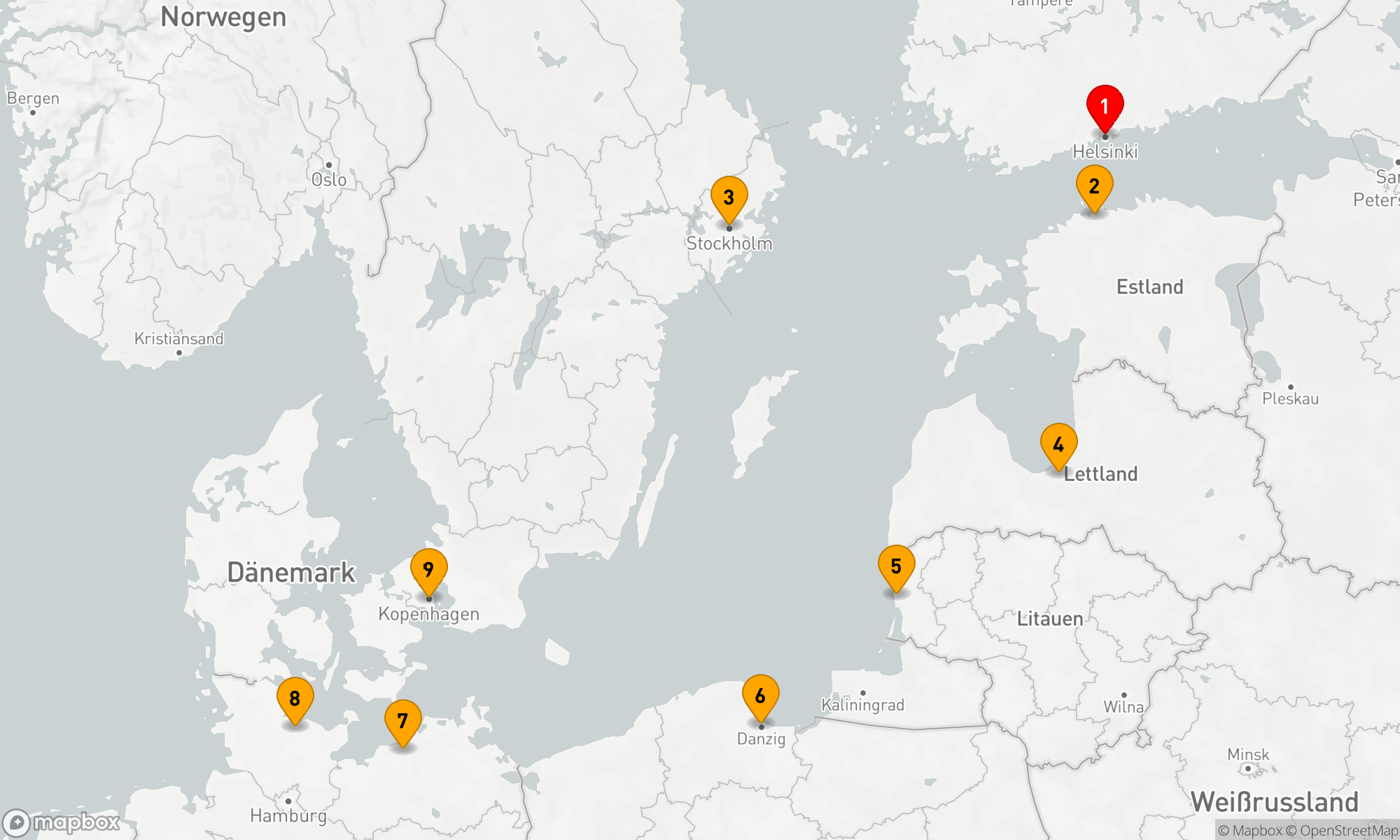 Route 9 Nächte - Europa - Ostsee