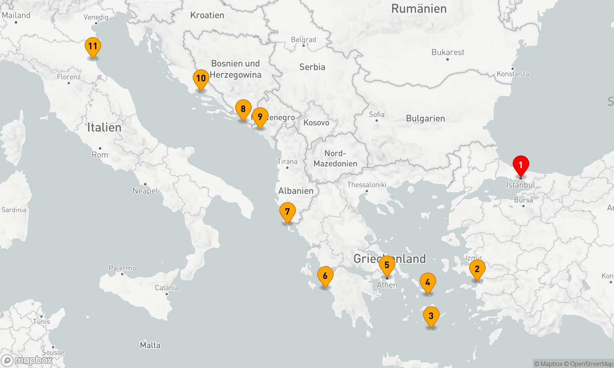Route 10 Nächte - Mediterraner Zauber: Von Ost nach West