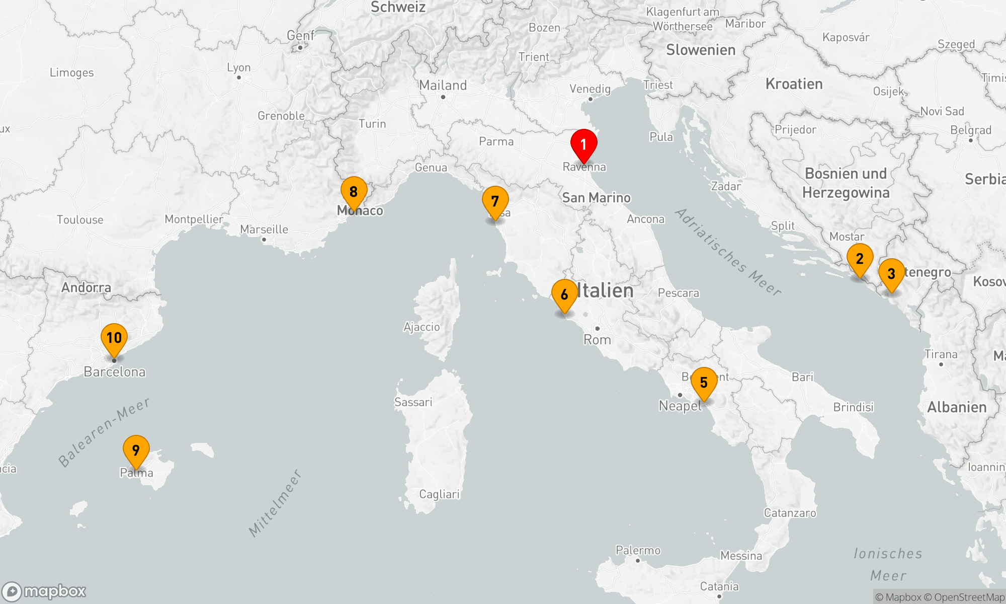 Route 9 Nächte - Europa - Klassisches Mittelmeer