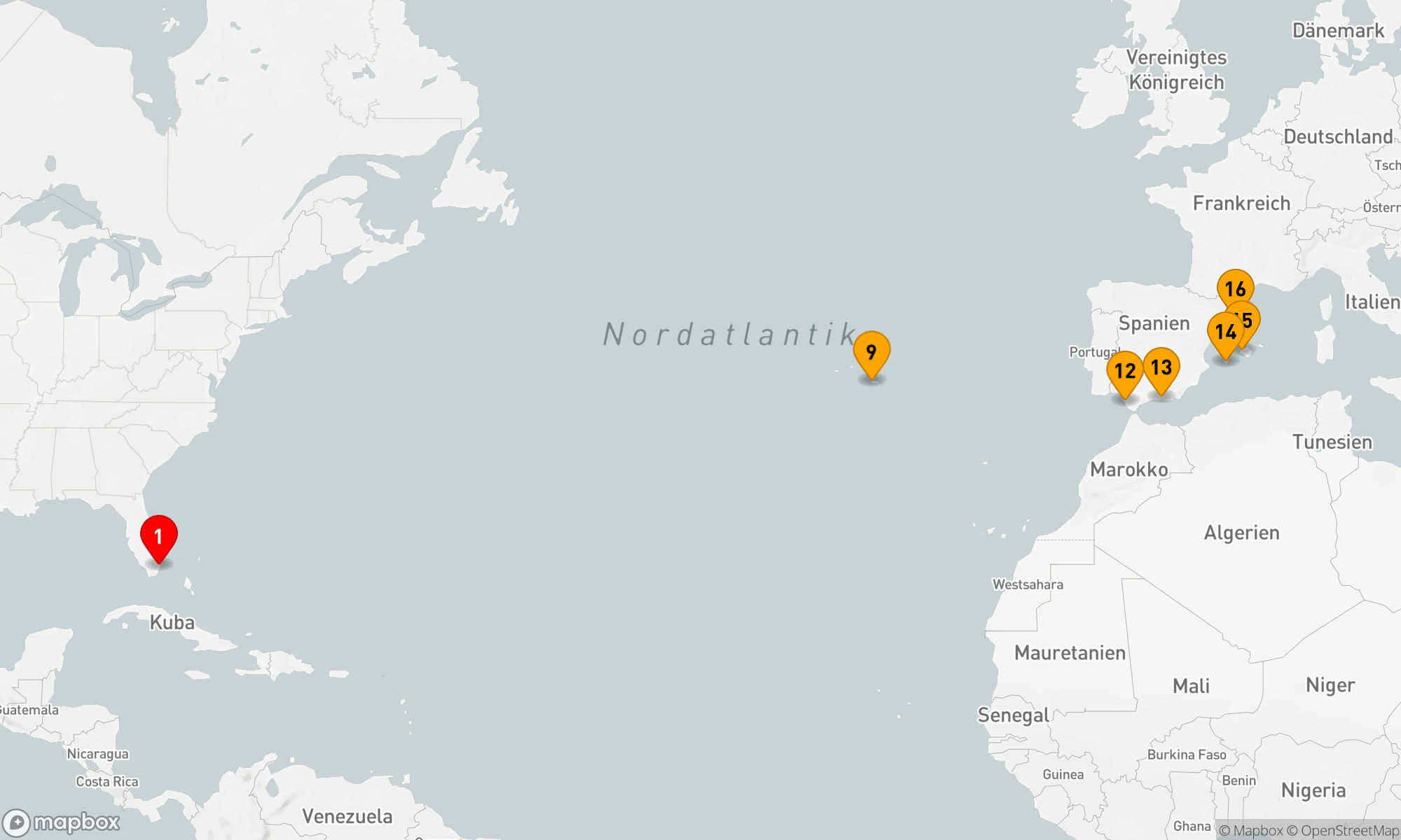 Route 15 Nächte - Von den Stränden Floridas zu den Küsten des Mittelmeers