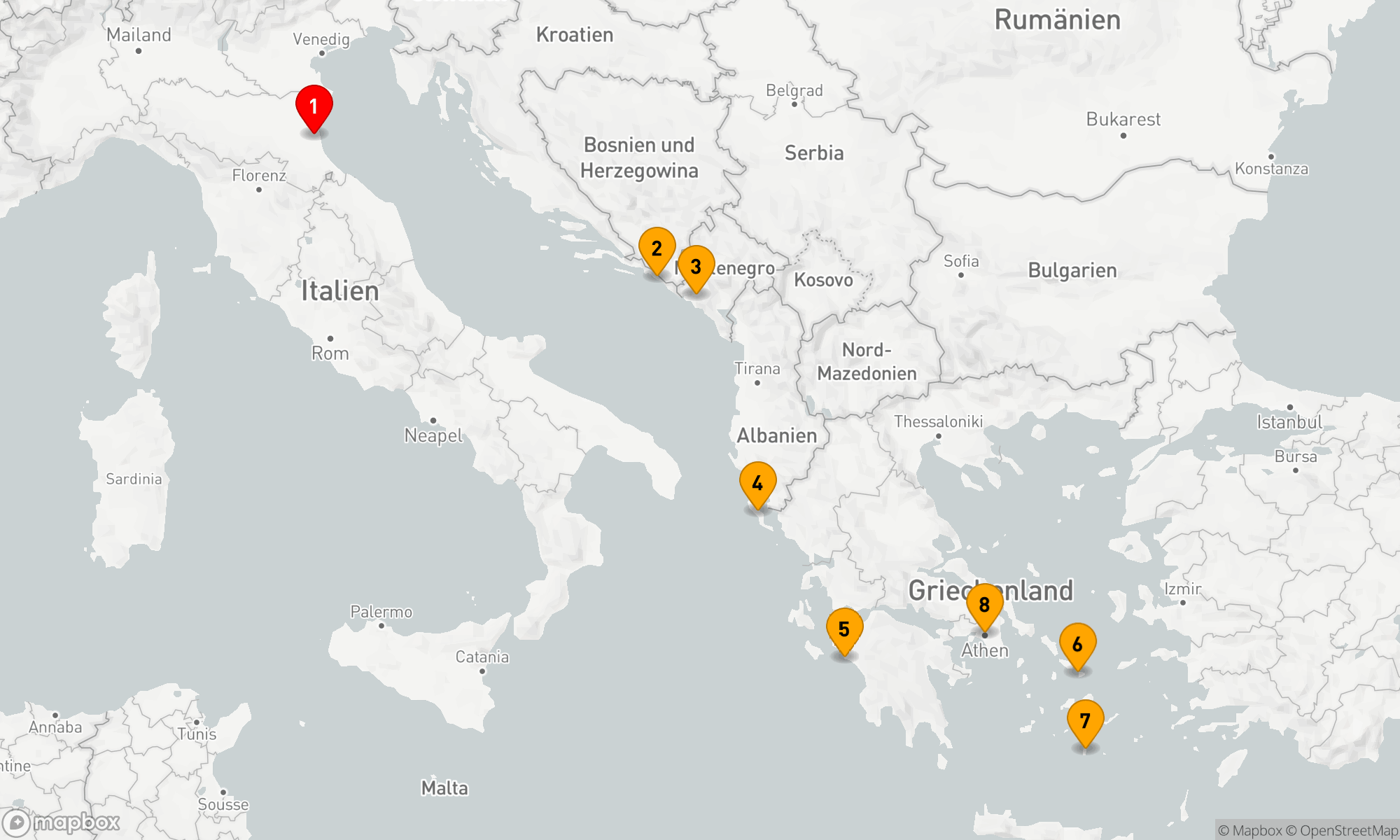 Route 7 Nächte - Adriatische Schätze und Griechische Inselzauber