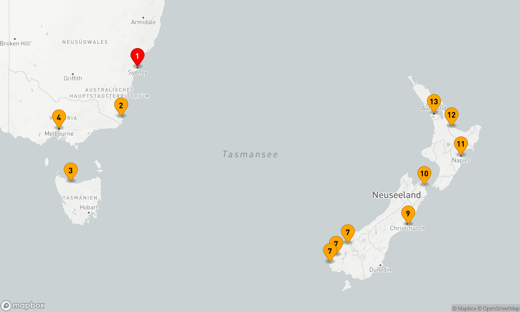 Route 12 Nächte - Australisch-Neuseeländische Küstenzauber
