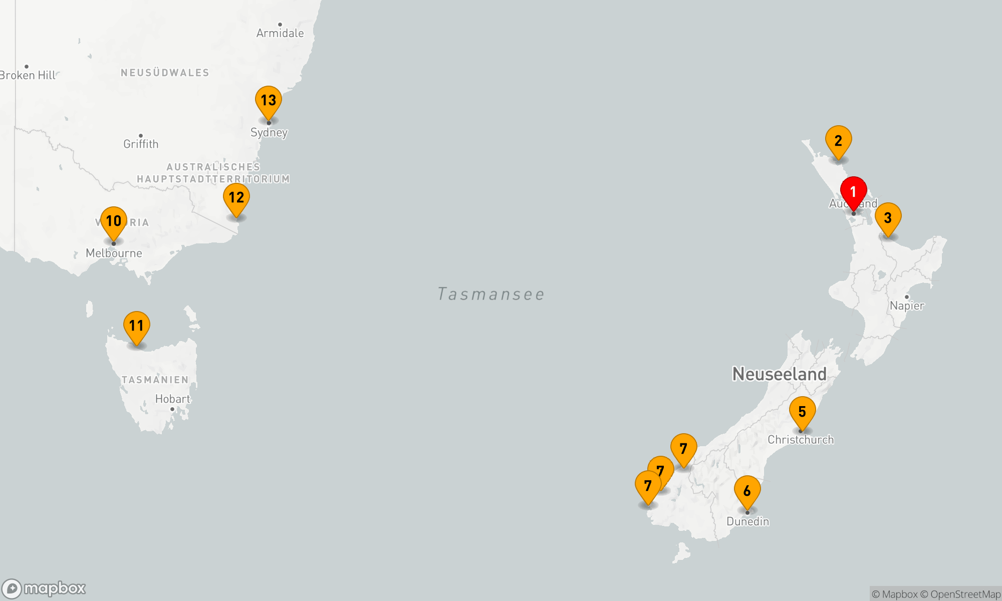 Route 12 Nächte - Südliche Wunderreise: Von Aotearoa nach Sydney