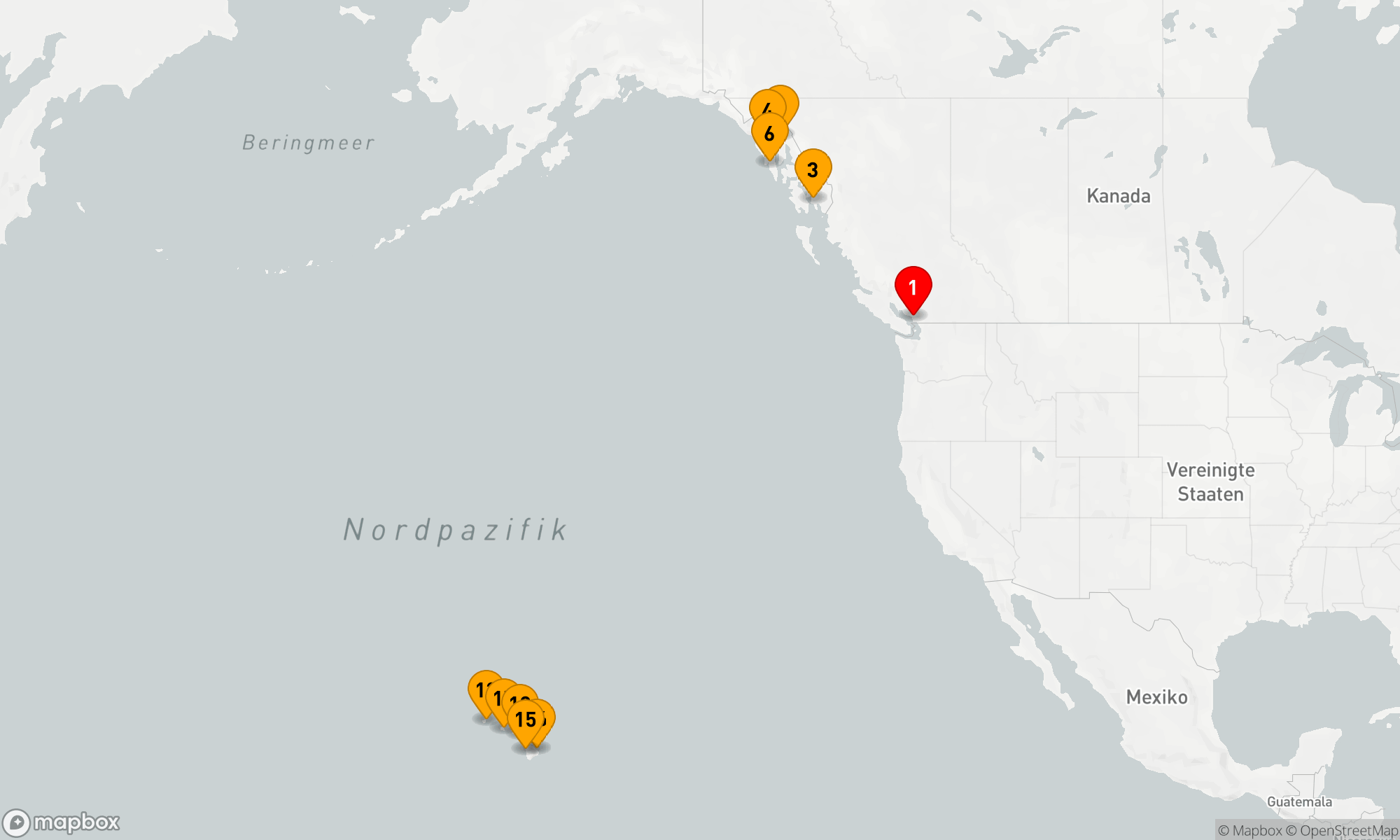 Route 16 Nächte - Von Gletscherwelten zu Tropischen Paradiesen: Eine Pazifikkreuzfahrt 