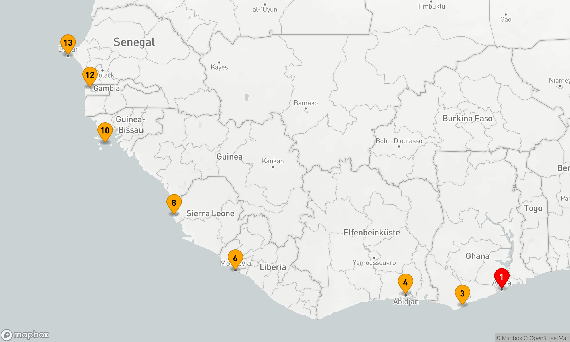 Route 13 Nächte - Westafrikanische Küstenschätze