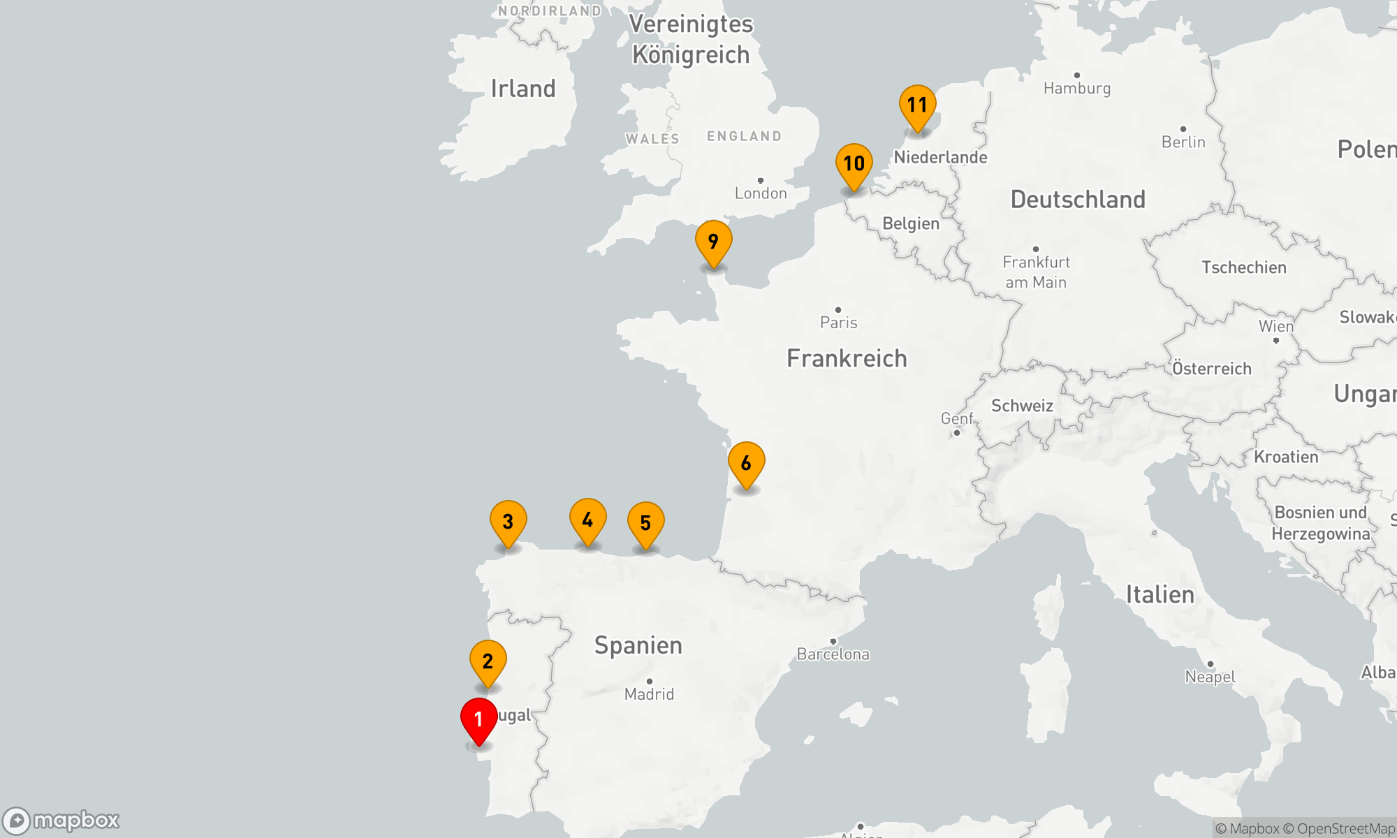 Route 10 Nächte - Von der Atlantikküste zur Nordsee