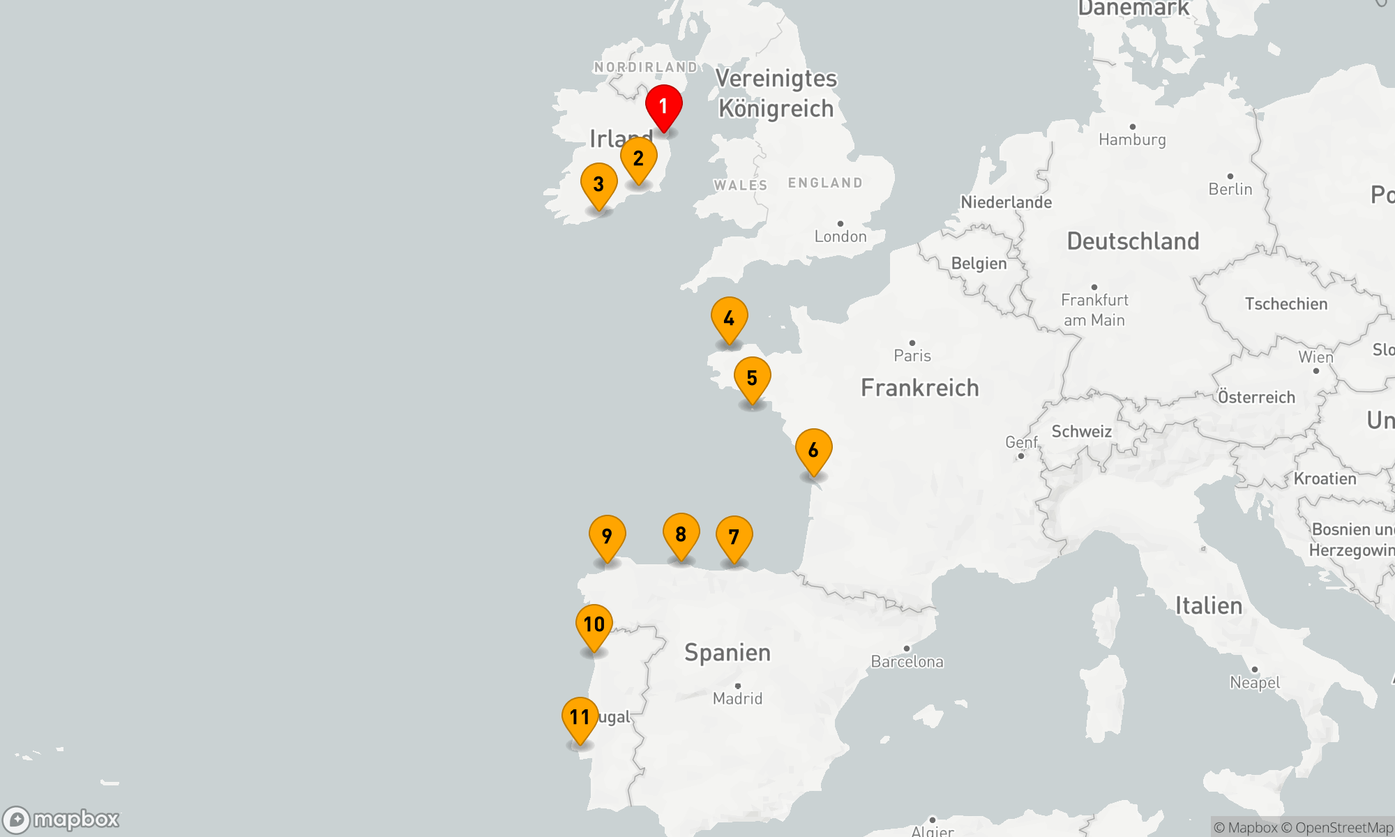Route 10 Nächte - Kulturelle Entdeckungsreise von Dublin bis Porto