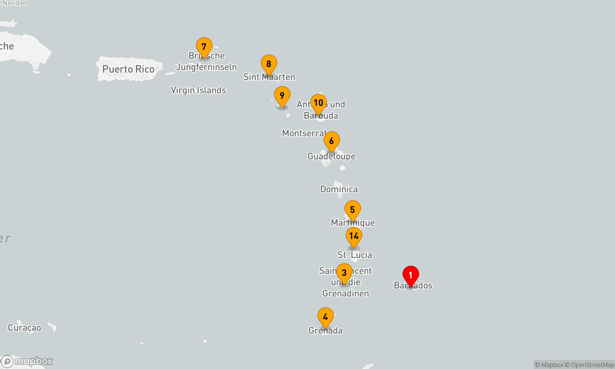 Route 14 Nächte - Karibische Inselzauber Tour