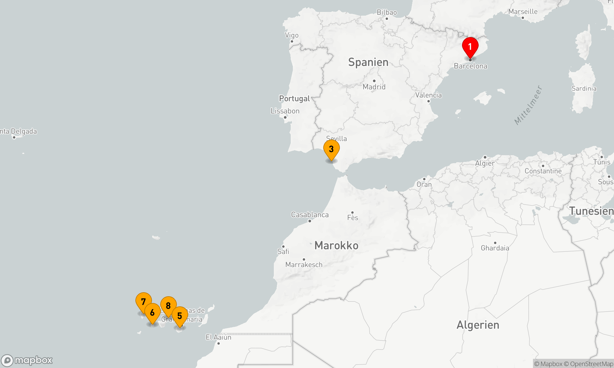 Route 7 Nächte - Spanisches Inselhopping mit Costa Kreuzfahrten