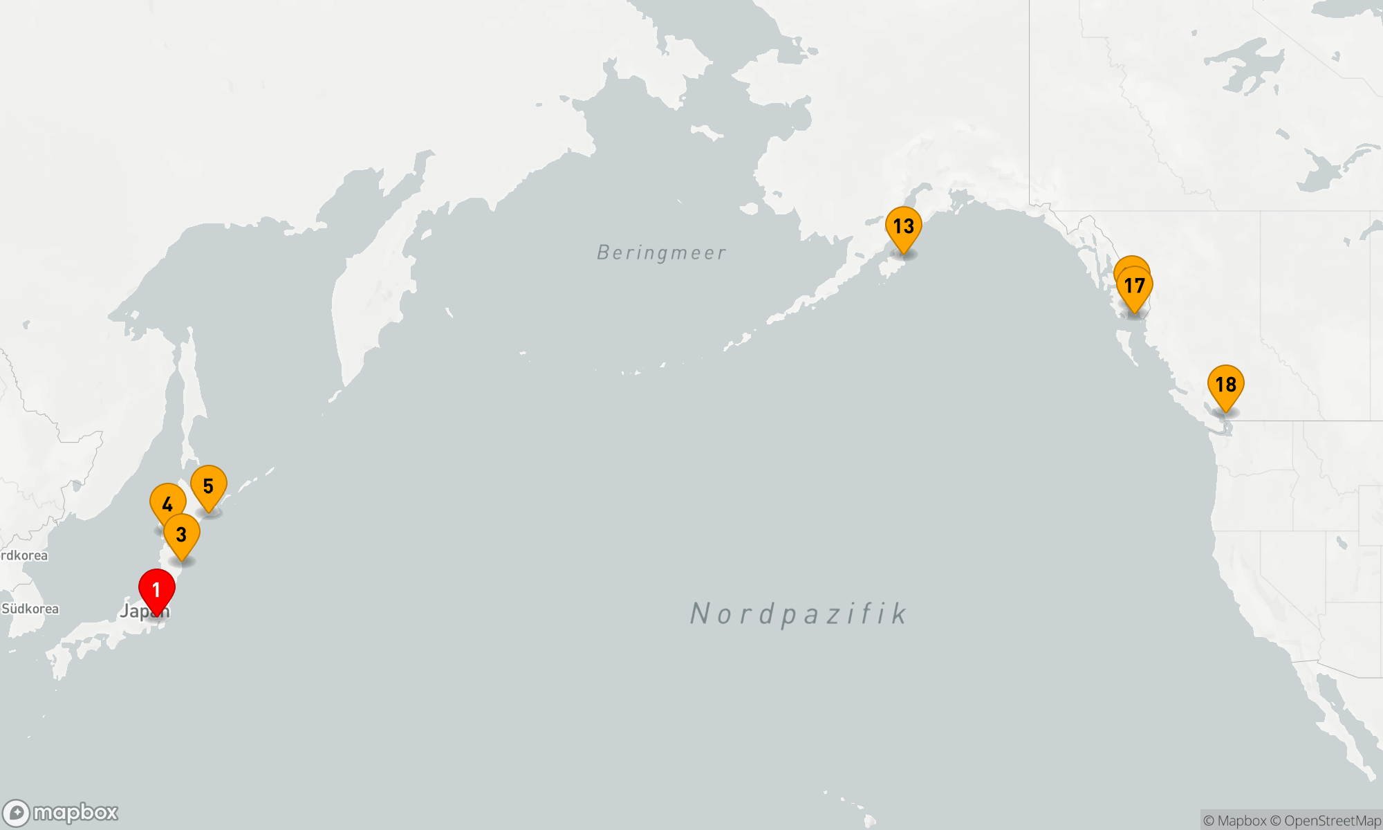 Route 17 Nächte - JAPAN,  ALASKA & PAZIFIKÜBERQUERUNG