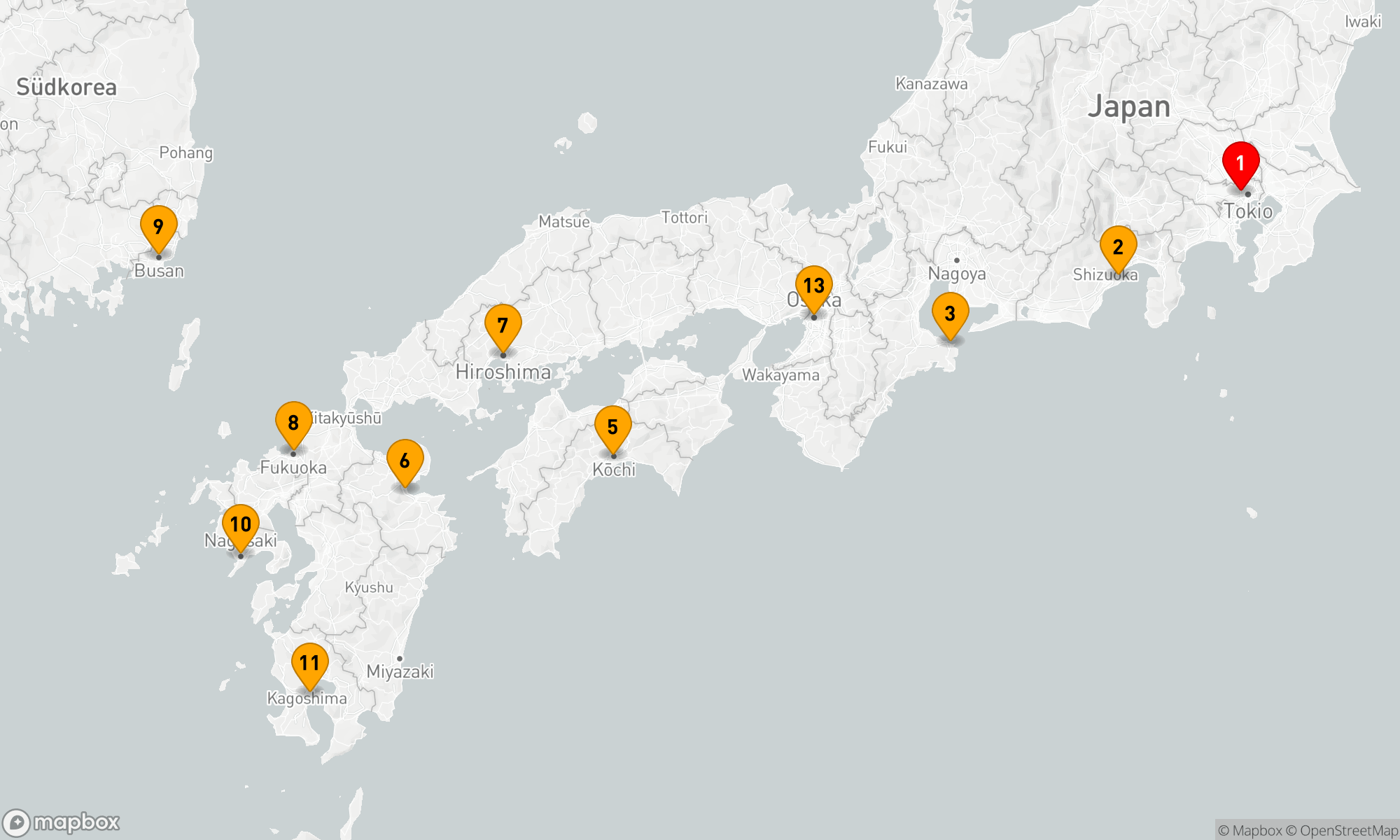 Route 12 Nächte - ERKUNDUNG VON JAPAN & SÜDKOREA