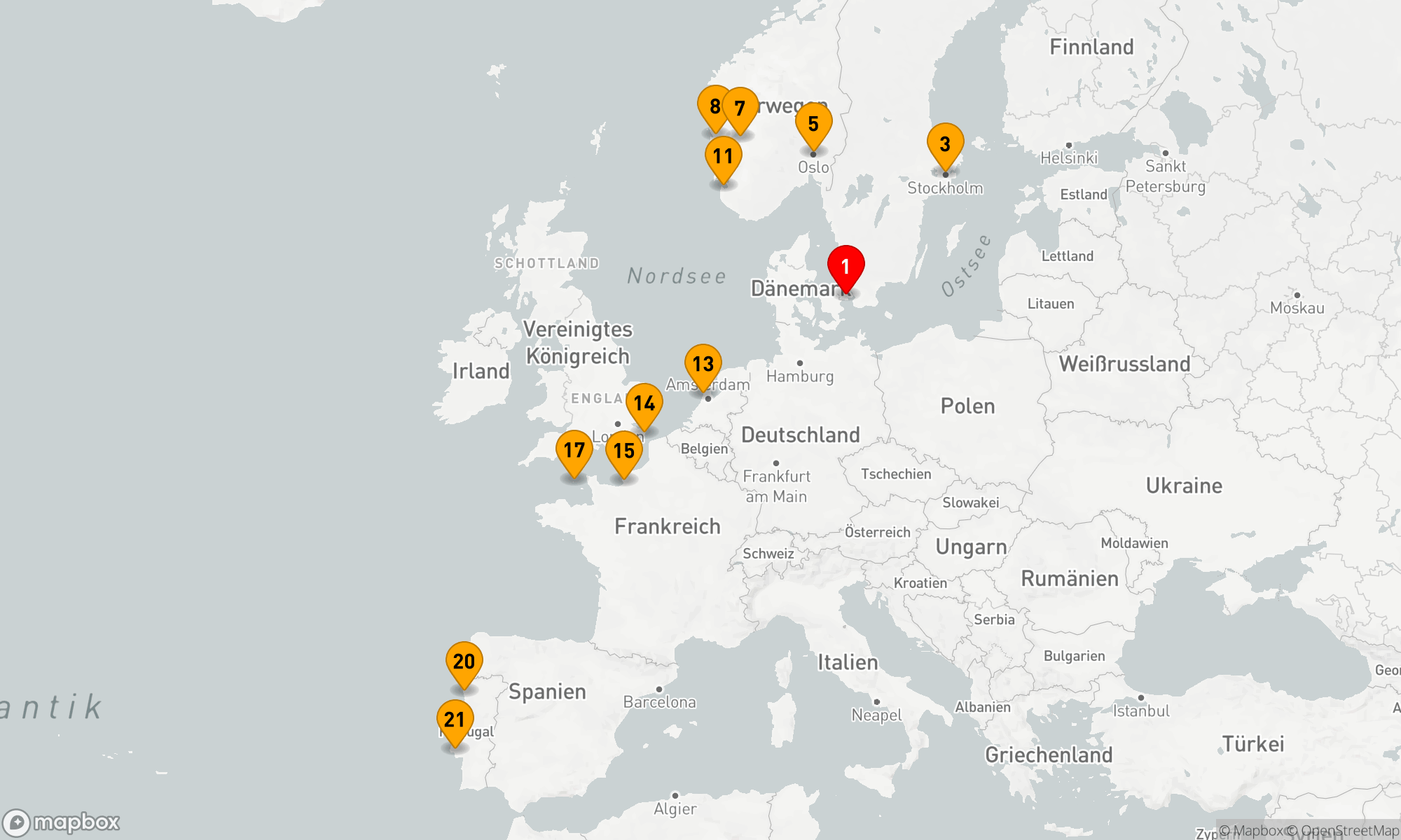Route 20 Nächte - Skandinavische Entdeckungen: Von Kopenhagen nach Lissabon - Kreuzfahrt & Landreise