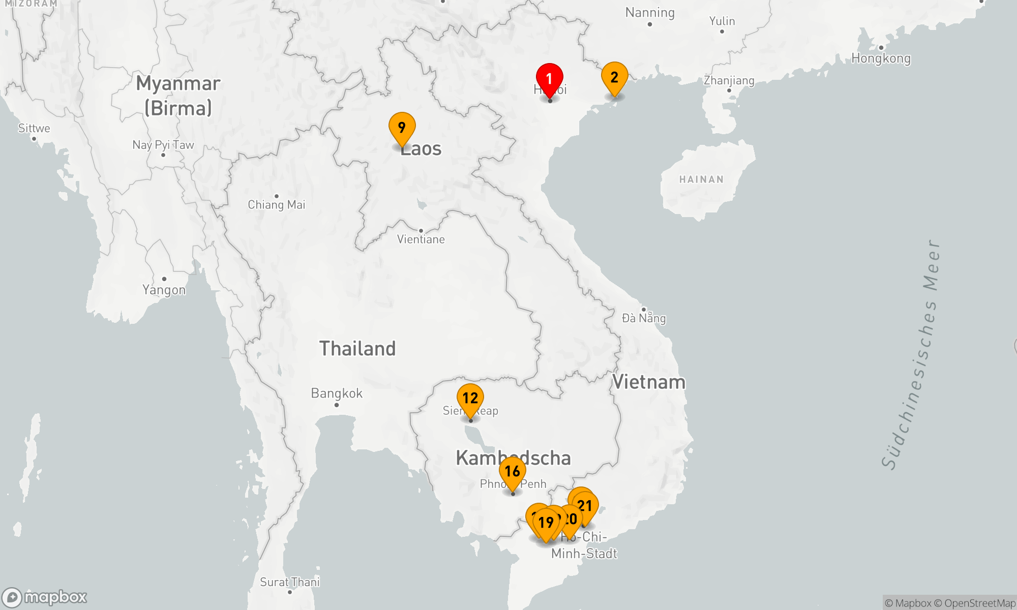 Route 22 Nächte - Indochina-Mekong-Reise