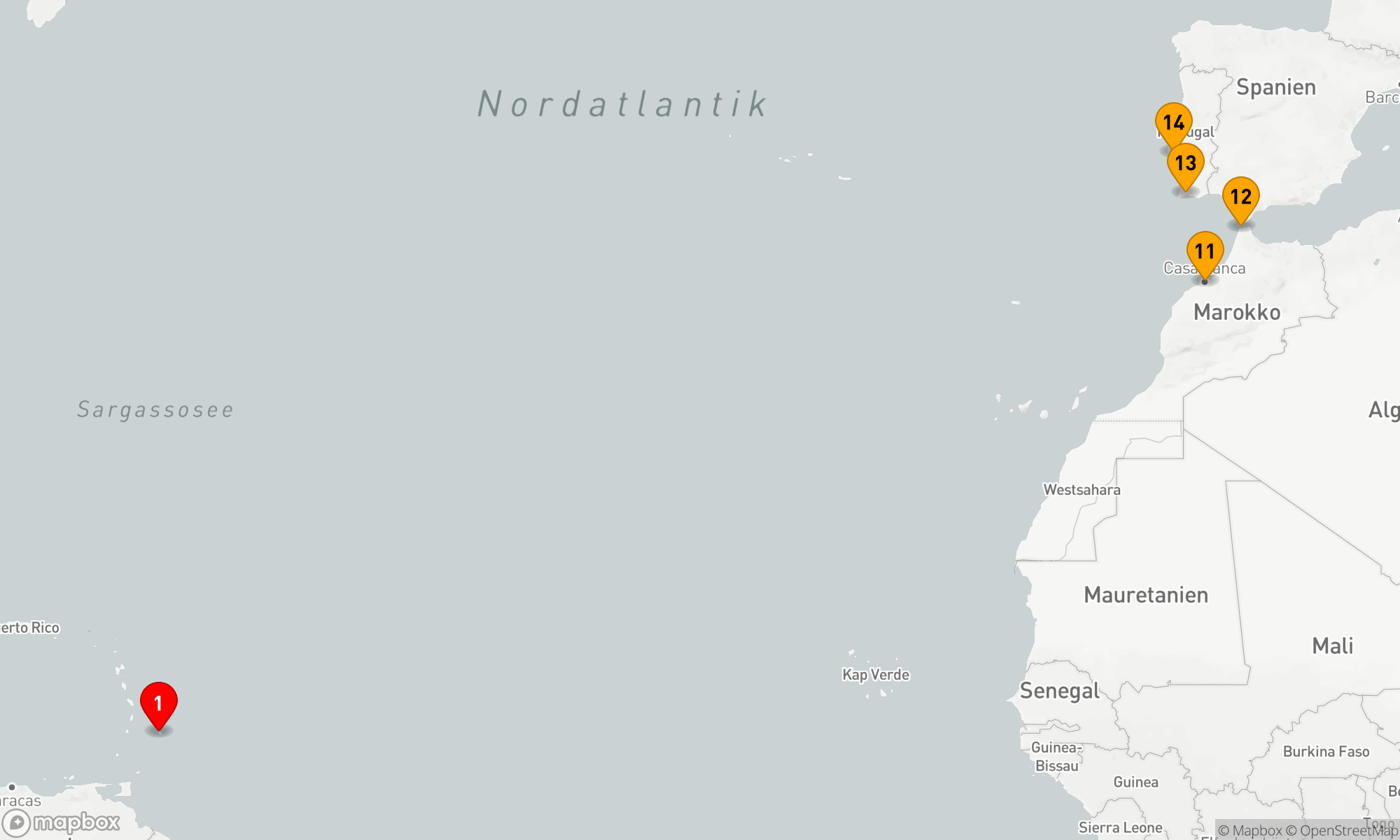 Route 13 Nächte - KARIBIK- UND ATLANTIKPASSAGE