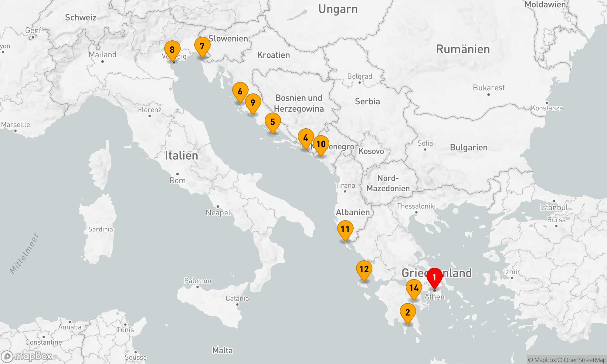 Route 14 Nächte - ADRIATISCHE & GRIECHISCHE EDELSTEINE