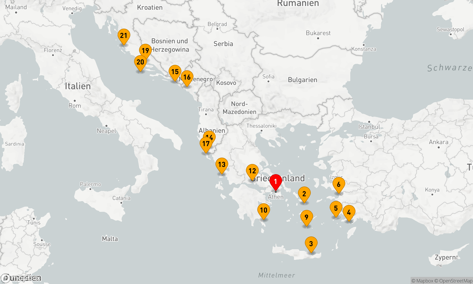 Route 21 Nächte - GRIECHISCHE EDELSTEINE,  EPHESUS UND DALMATINISCHE KÖSTLICHKEITEN