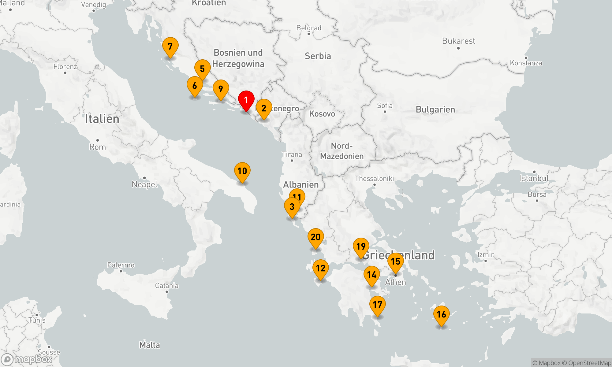 Route 21 Nächte - GRIECHISCHE EDELSTEINE & DALMATINISCHE KÜSTE
