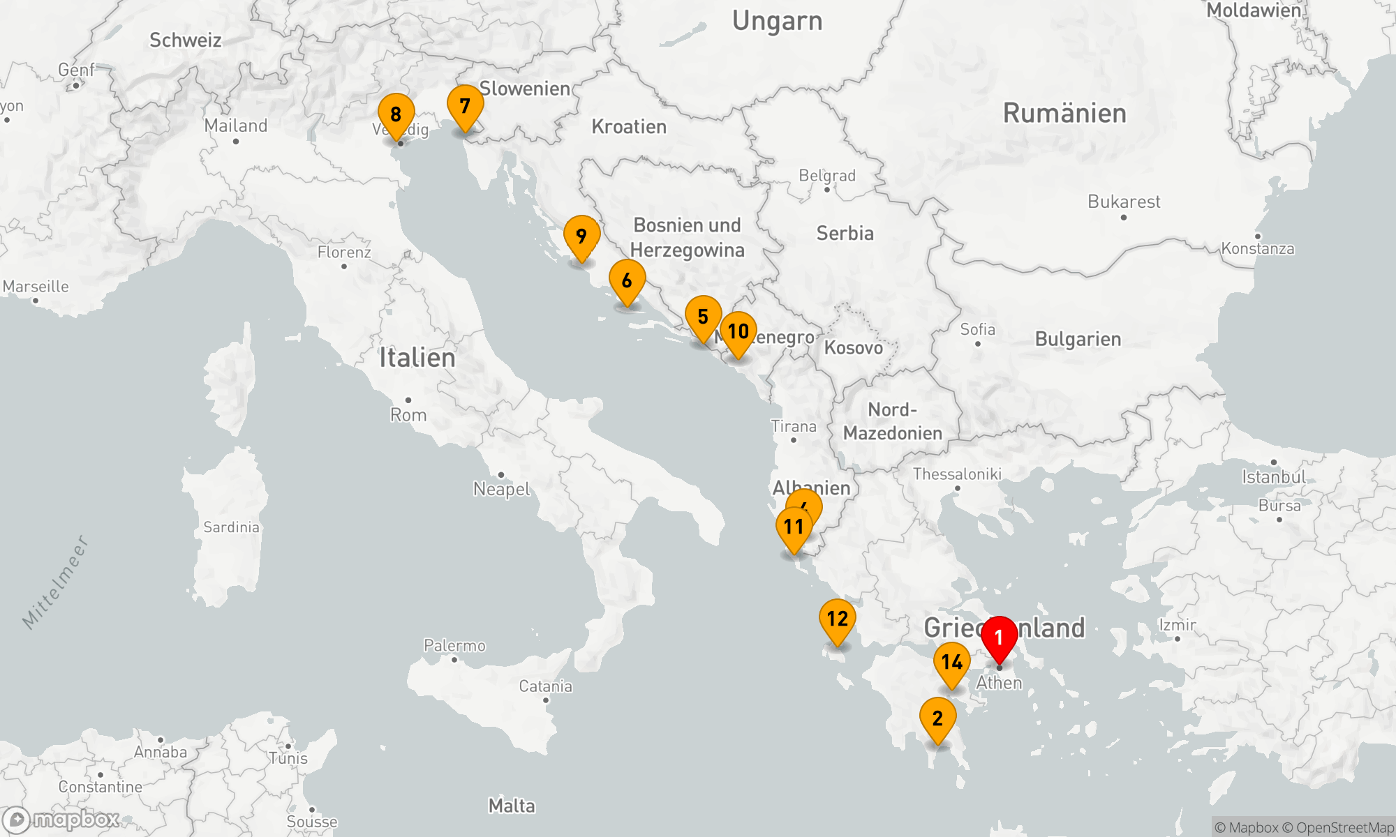 Route 14 Nächte - ADRIATISCHE & GRIECHISCHE EDELSTEINE