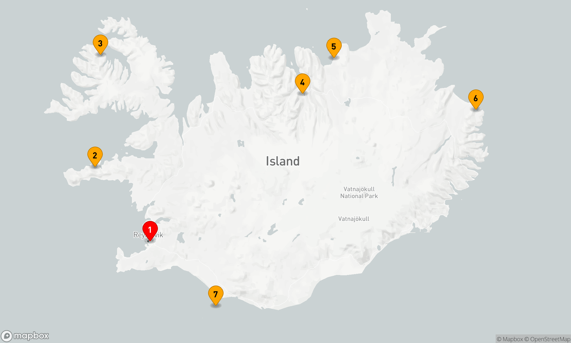 Route 7 Nächte - Elementar-Island - Kreuzfahrtroute von Reykjavik