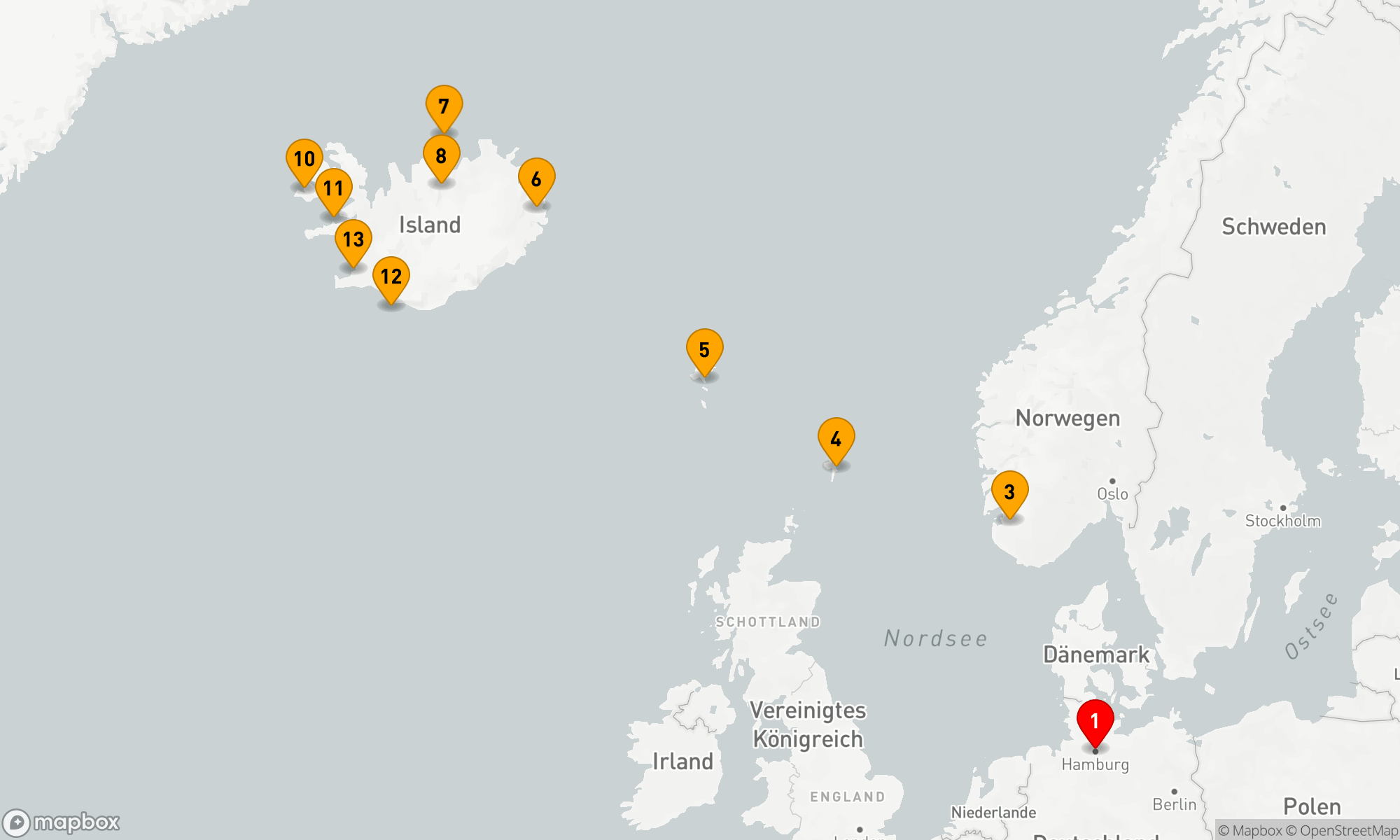 Route 12 Nächte - Expedition nach Island - Hamburg nach Reykjavik über die nördlichen Inseln Schottlands