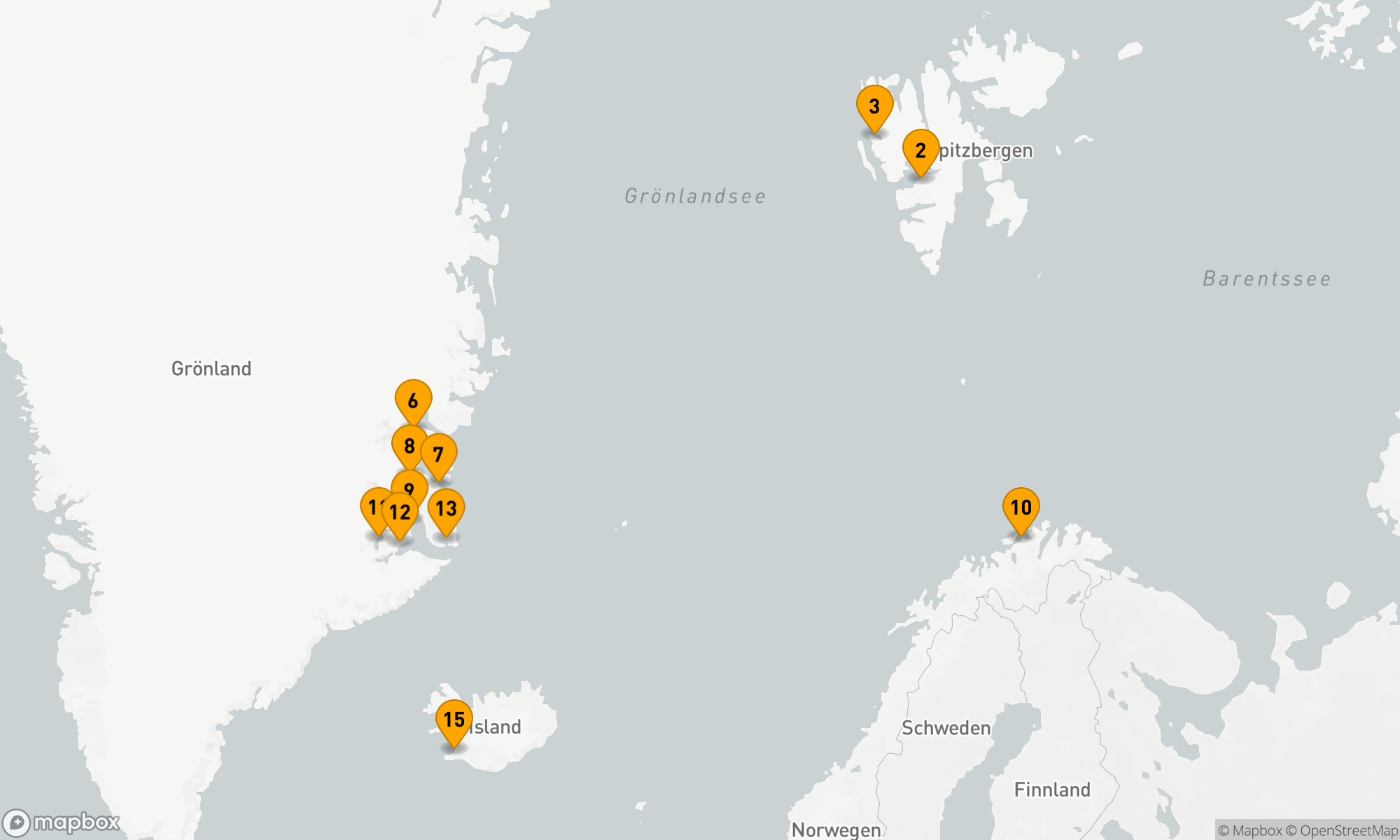 Route 14 Nächte - Arktische Insel-Odyssee - Svalbard,  Grönland und Island
