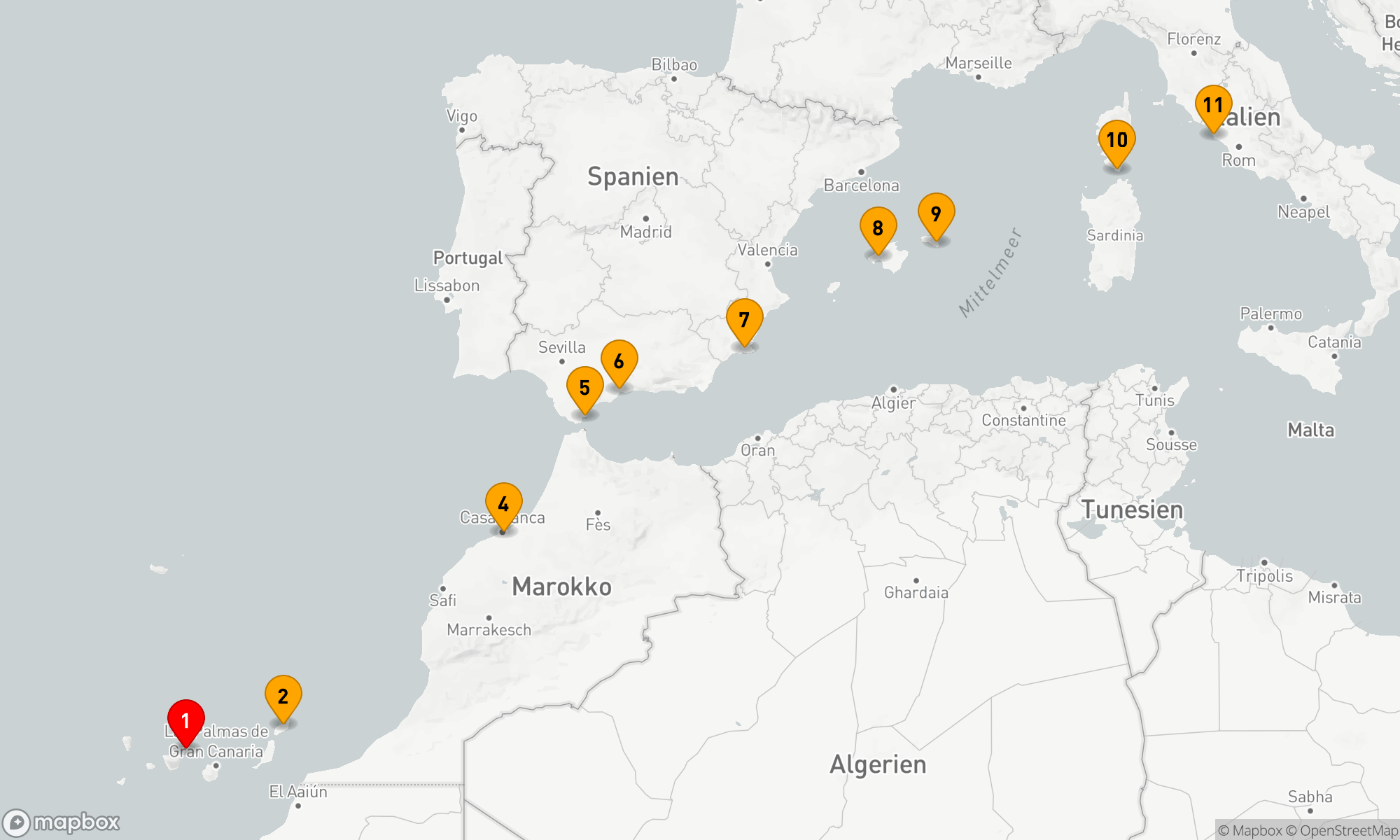 Route 10 Nächte - Höhepunkte in Spanien,  Marokko und Italien